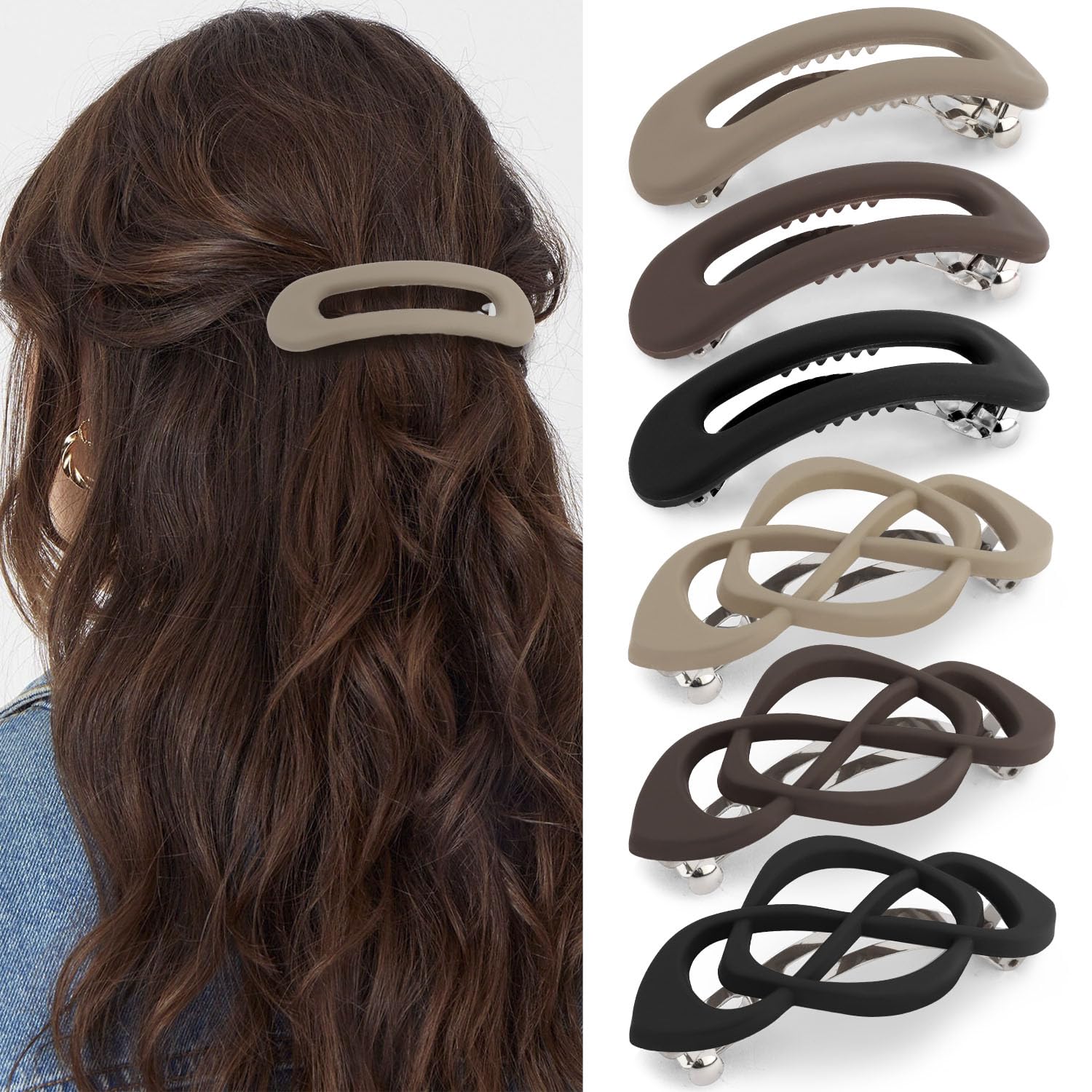 Atoden Hair Clips Barrettes for Thick Thin Fine Hair 6Pcs French Flat Barrettes No Crease Large Hair Slides Vintage 90s Accessor