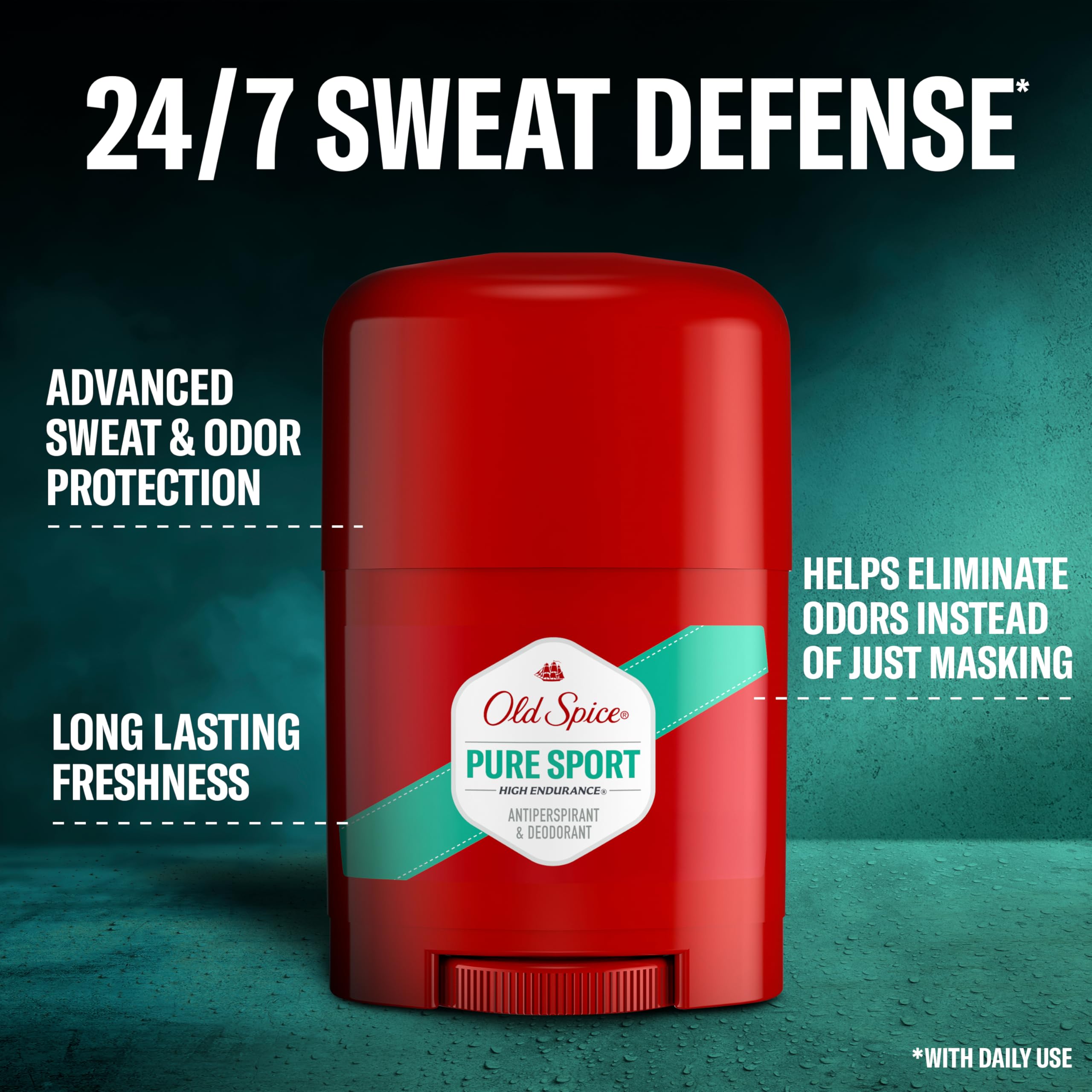 Old Spice High Endurance Anti-Perspirant Deodorant for Men, 48 Hour Protection, Pure Sport Scent, 0.5 Oz (Pack of 24)
