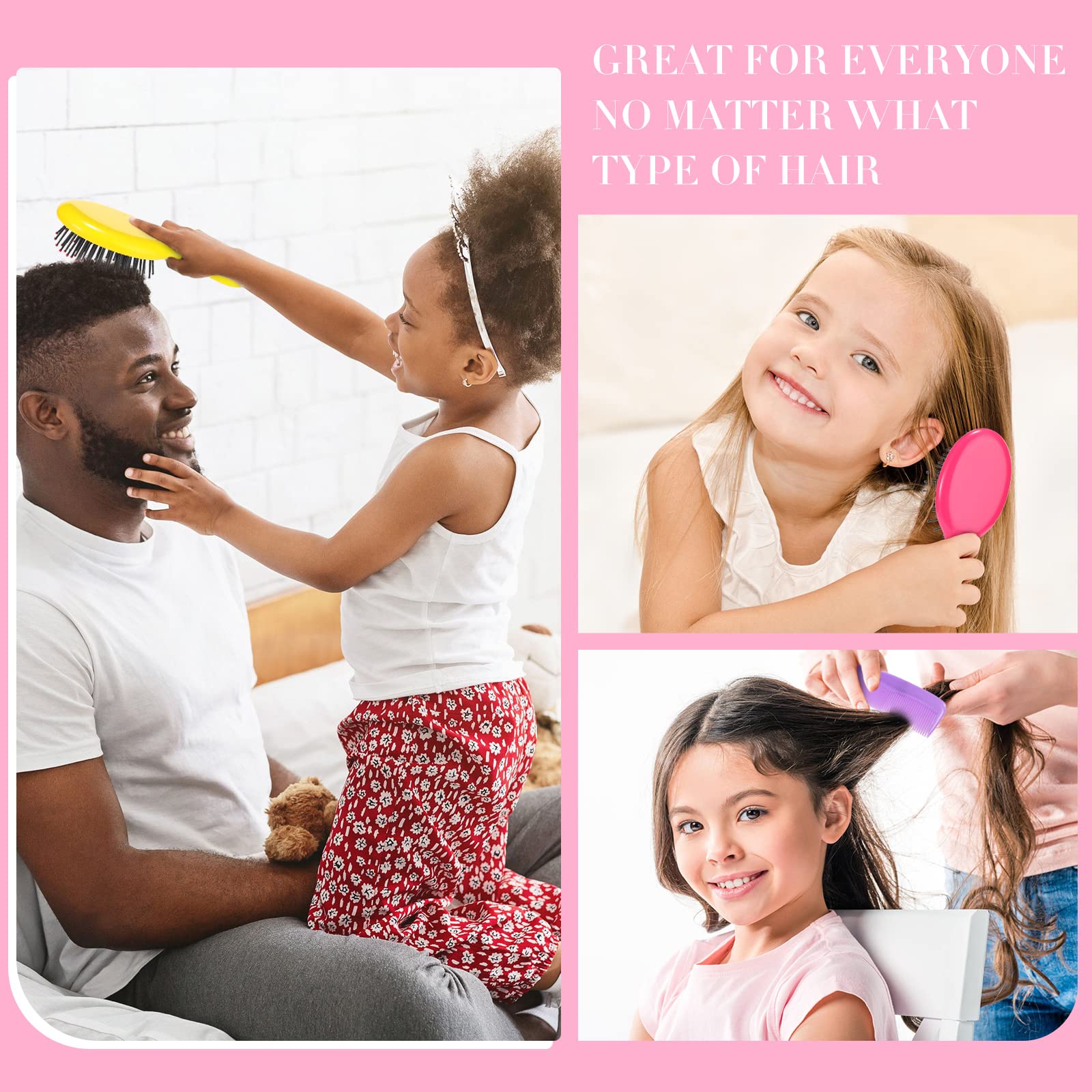 12 Pack Wet Small Hair Brush Hair Combs Set, 6 Detangler Mini Hair Brush Detangling Travel Hair Brush 6 Plastic Fine Wide Hair C