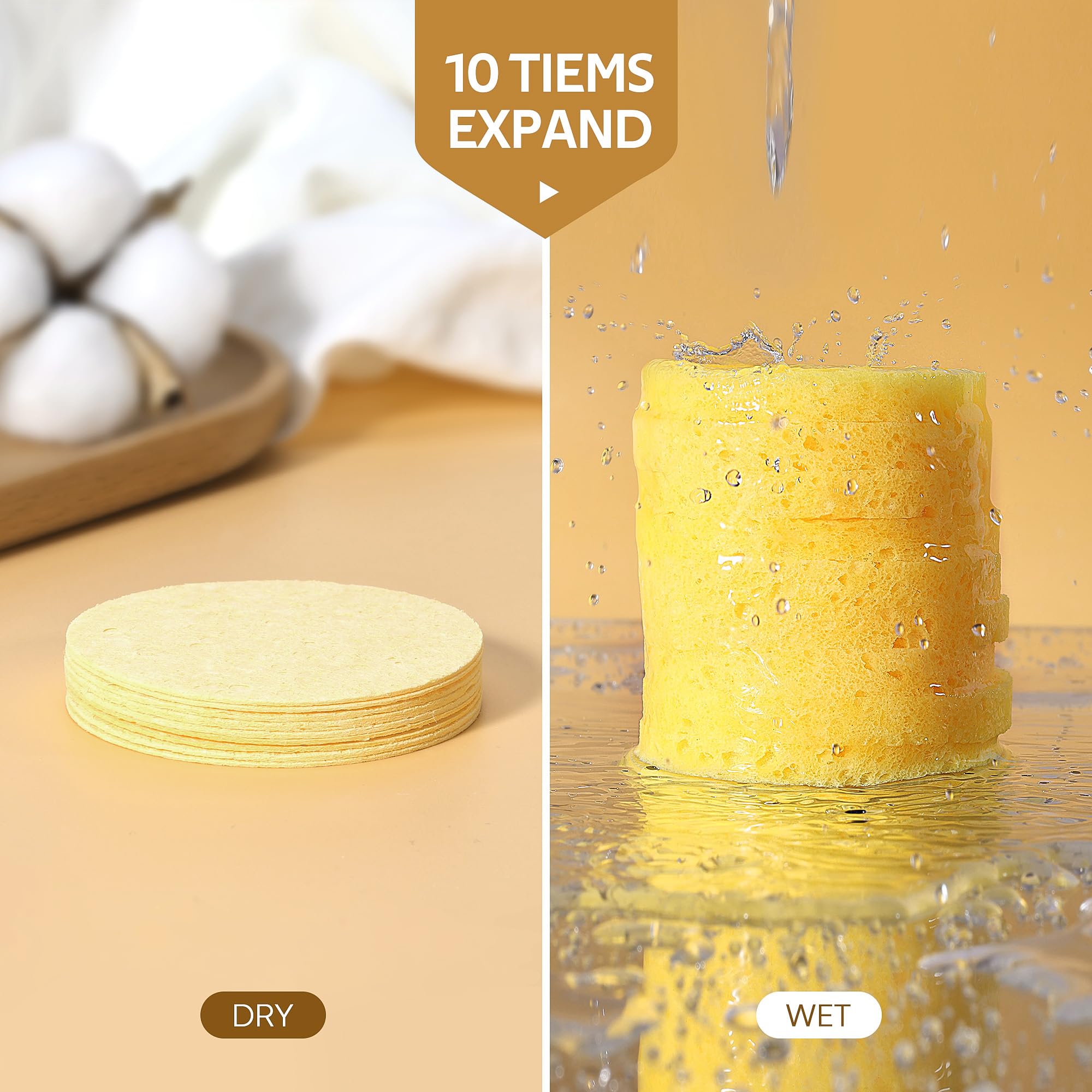 Gainwell 100Pcs Compressed Facial Sponges, Cleansing, For Personal Spa Esthetician Use