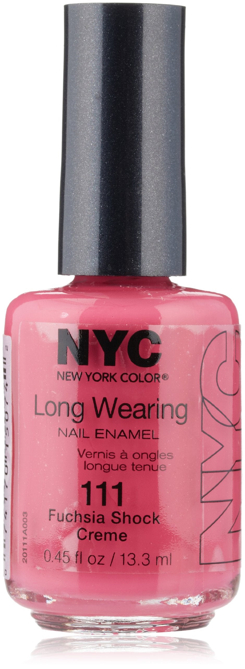 N.Y.C. New York Color Long Wearing Nail Enamel, Fuchsia Shock Creme [111] 0.45 oz