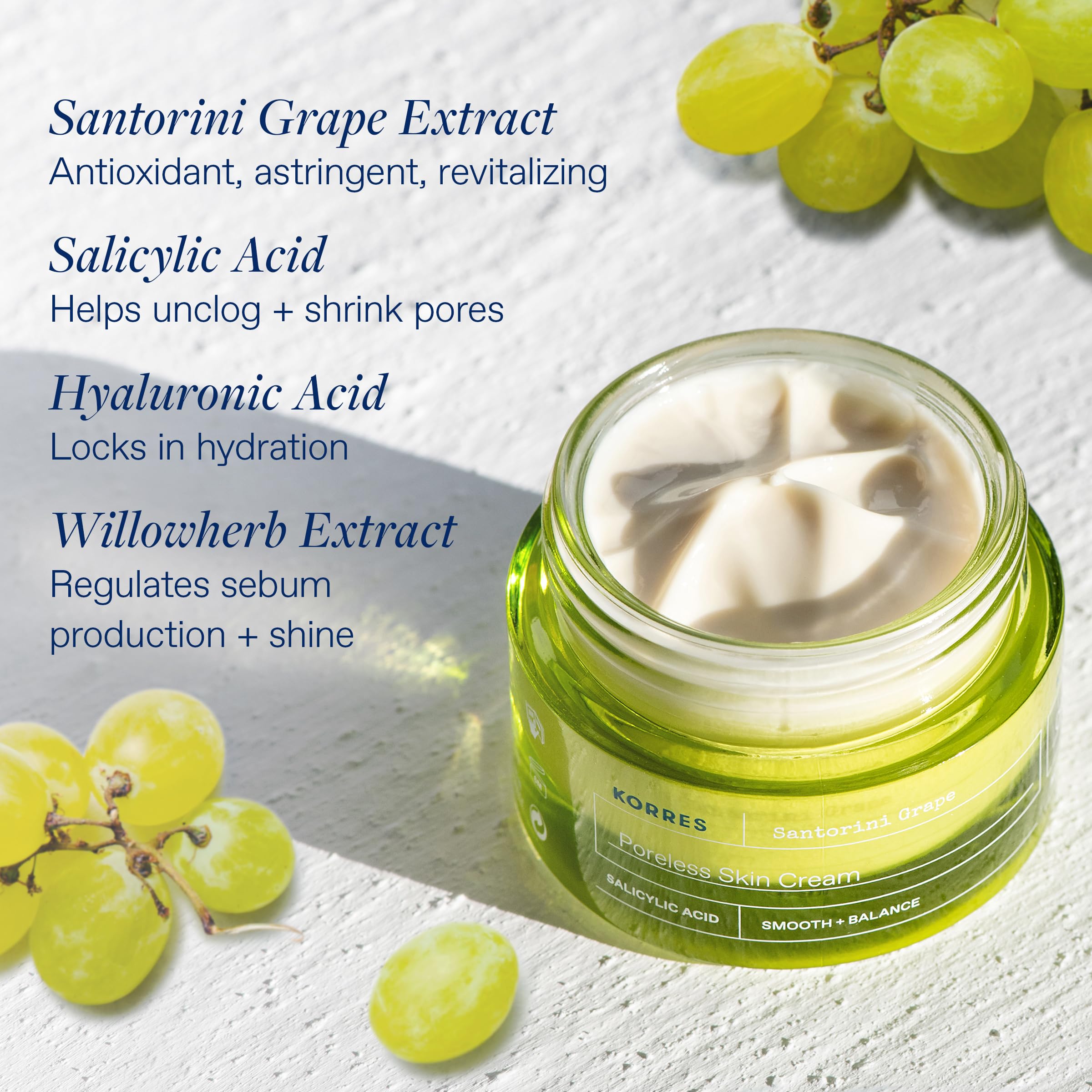 Korres Santorini Grape Poreless Skin Cream, 1.35 Fl. Oz.