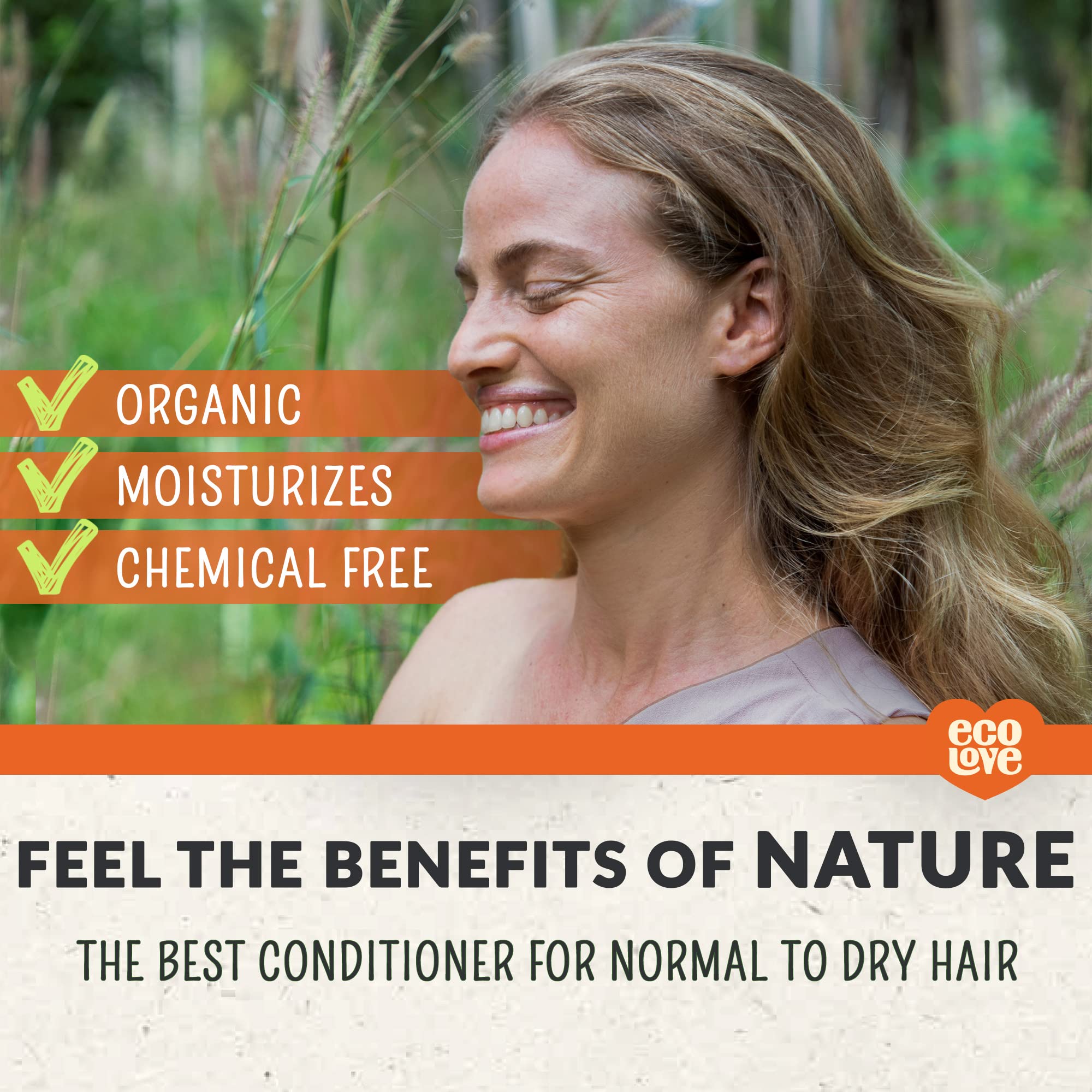 Ecolove - Natural Conditioner For Dry, Damaged Hair And Color Treated Hair - No Sls Or Parabens - With Natural Carrot And Pumpki