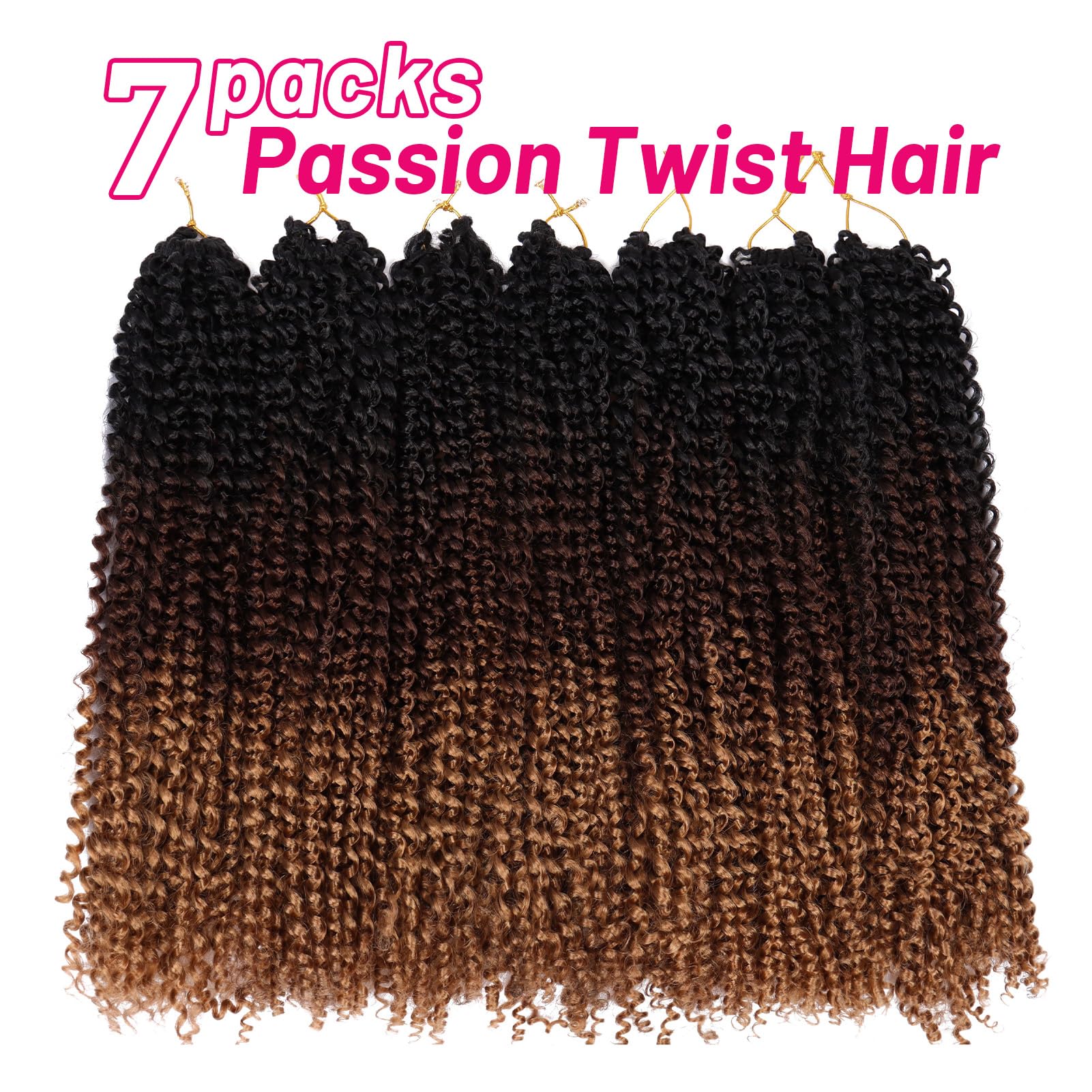 Dorsanee Ombre Passion Twist Hair 22 Inch 7 Packs Water Wave Crochet Hair Long Bohemian Curly Braiding Hair For Butterfly Locs,