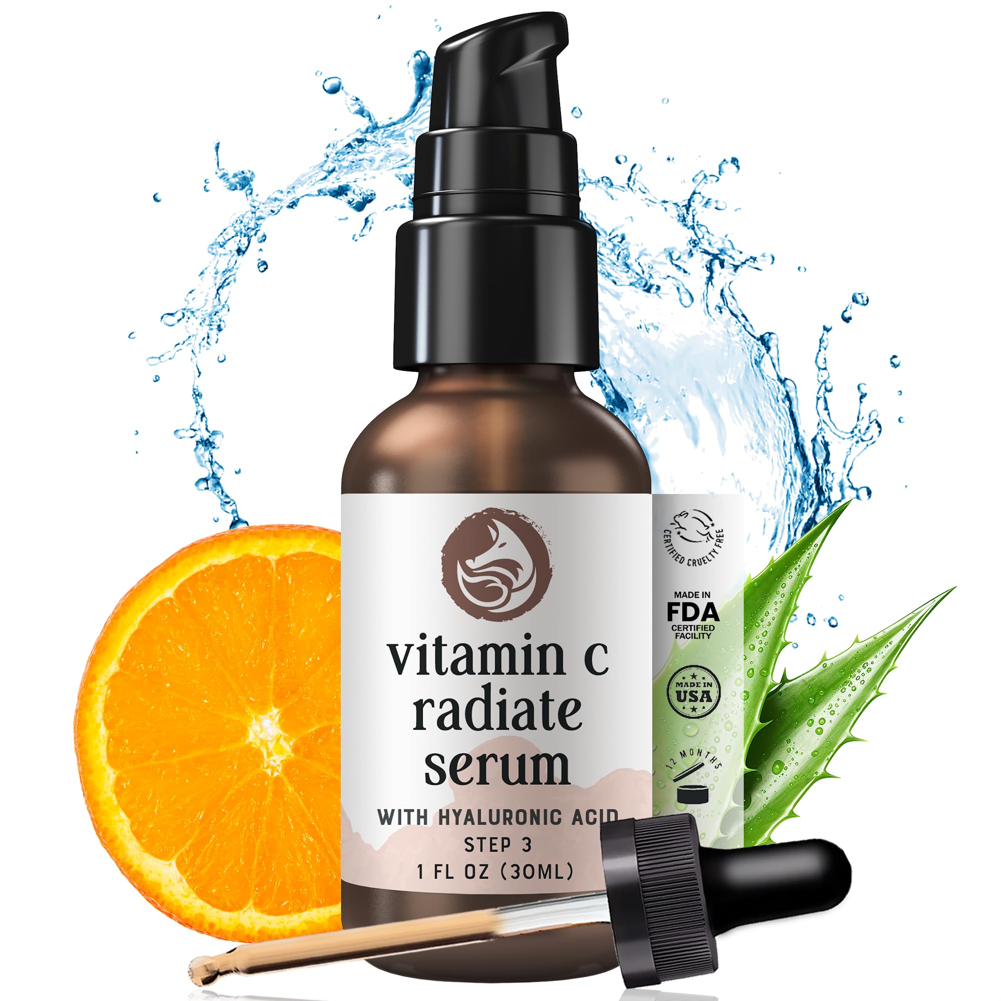 Vitamin C Face Serum - Anti Aging & Brightening Facial Serum - With Hyaluronic Acid Gotu Kola & Jojoba Oil - Natural & Organic -