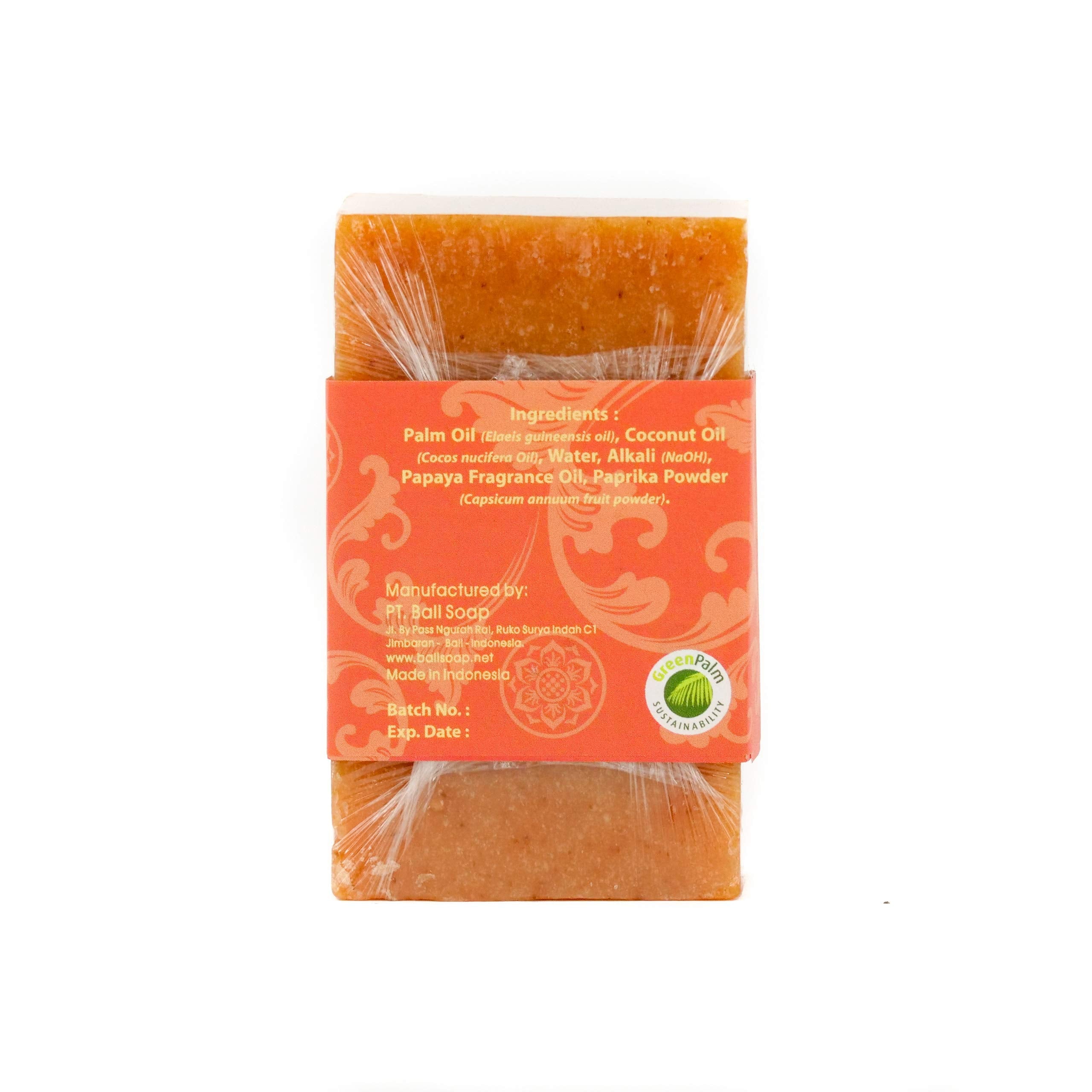 Bali Soap - Papaya Natural Soap - Bar Soap For Men & Women - Bath, Body And Face Soap - Vegan, Handmade, Exfoliating Soap - 3 Pa