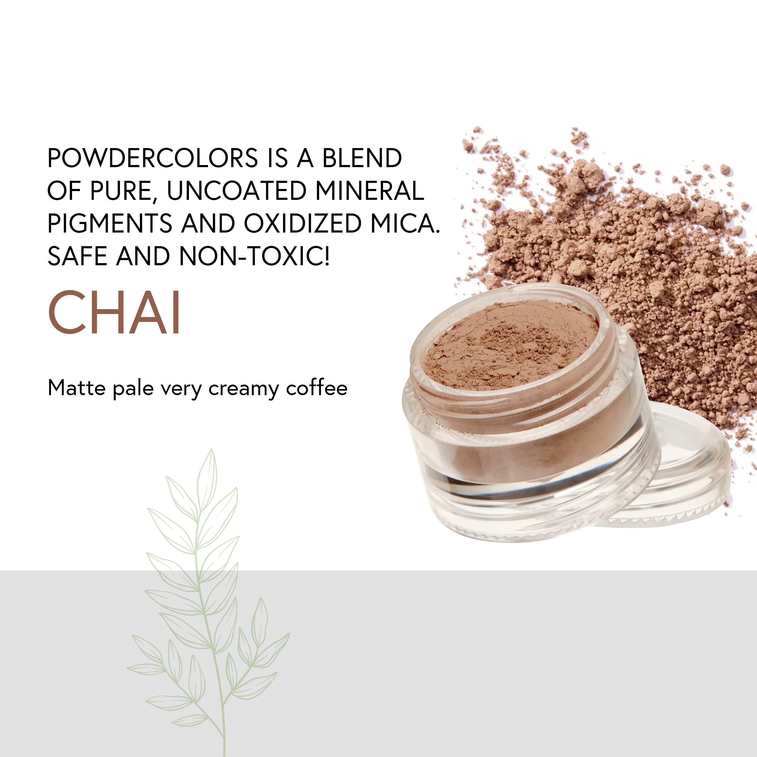 Honeybee Gardens PowderColors, Clean Mineral Eye Shadow in Chai, Matte Pale Creamy Brown, Versatile, Portable, & Skin-Friendly,