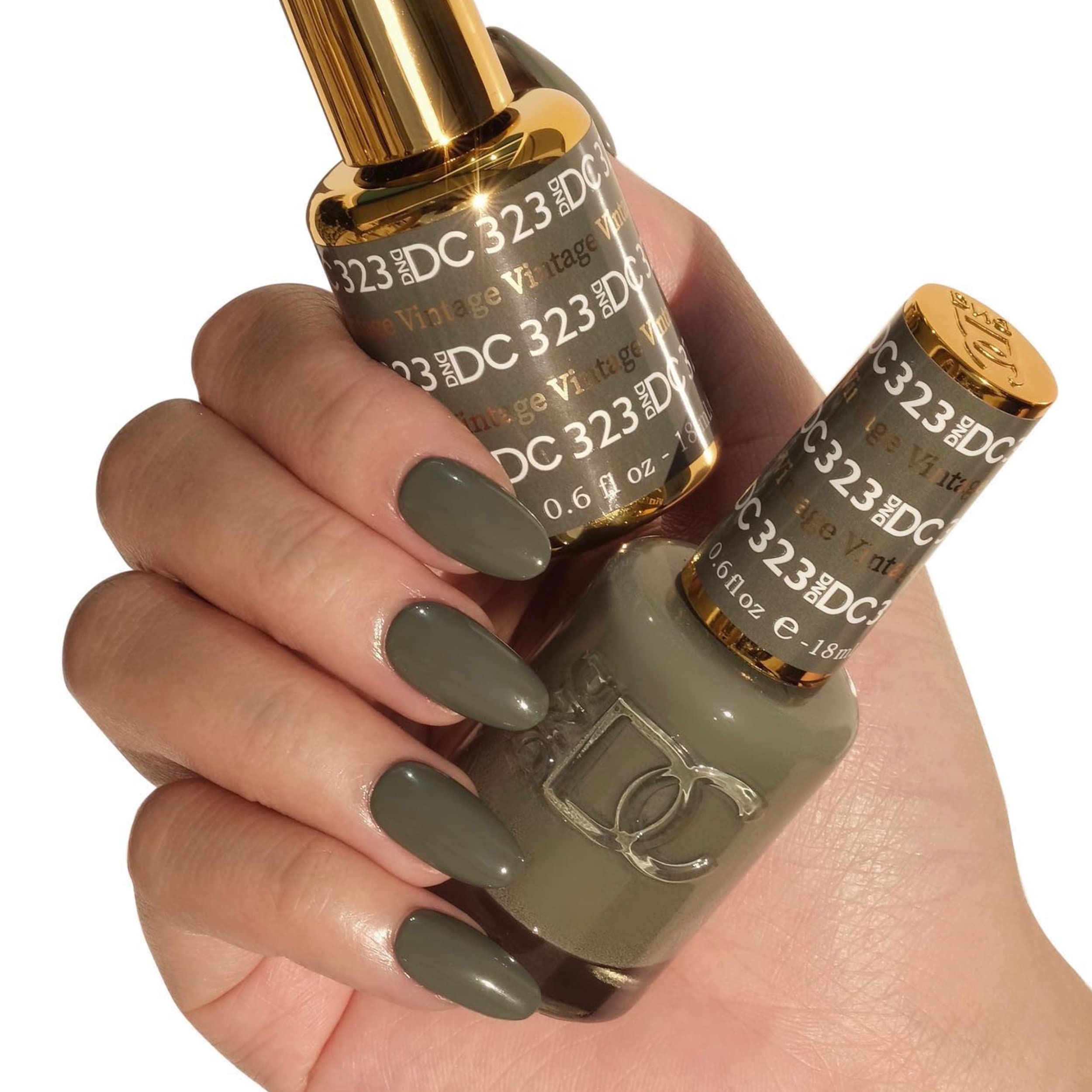 Dnd Dc Gel Polish Set, Green Collection, Uv/Led Gel Polish And Air Dry Nail Lacquer, Matching Chip-Free Polish Duo, 323 Vintage,