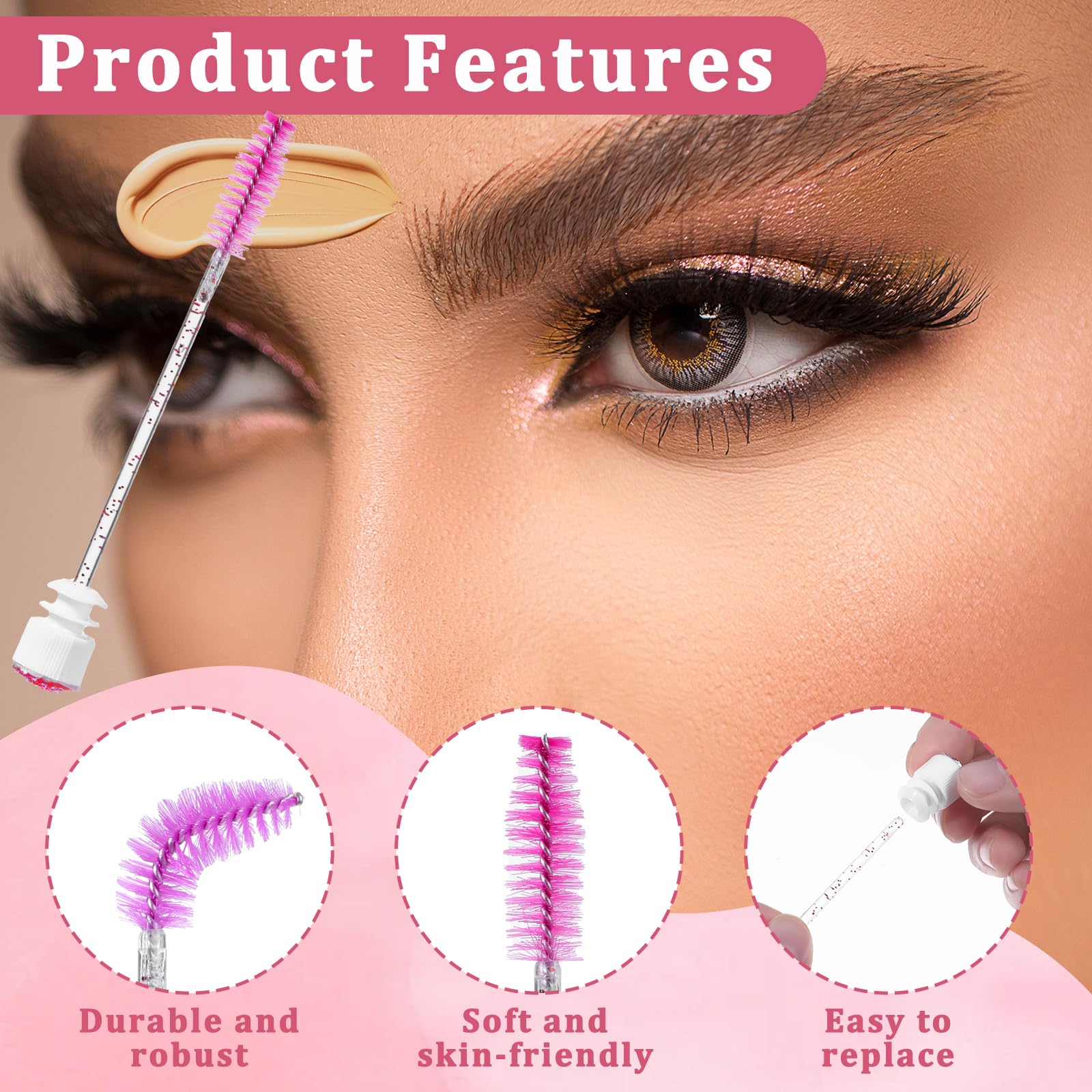 ZEYIYER 20 Pcs Disposable Mascara Wand Set with Tubes, Diamond Eyelash Brushes, Lash Wand Tubes, Makeup Eye Lash Spoolies with E