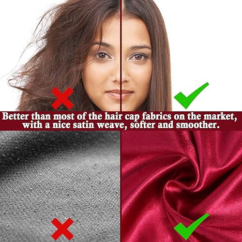 4Pcs Satin Bonnet Silk Bonnet, Hair Bonnet For Sleeping, Elastic Wide Band Silk Sleep Cap, Soft And Breathable (Black Red Purple