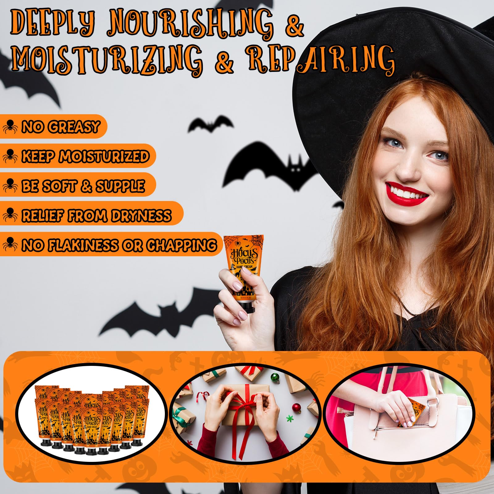 Heigble 48 Sets Halloween Hand Cream Gifts Bulk Halloween Party Supplies Favors Hand Cream Travel Lotions Size Bulk with Ghost S