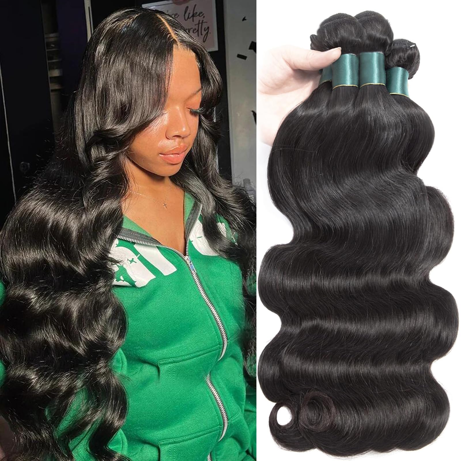 Superfect Human Hair Bundles 20 22 24 26 Inch Body Wave Bundles Human Hair 12A 100% Unprocessed Brazilian Virgin Hair Weave 4 Bu