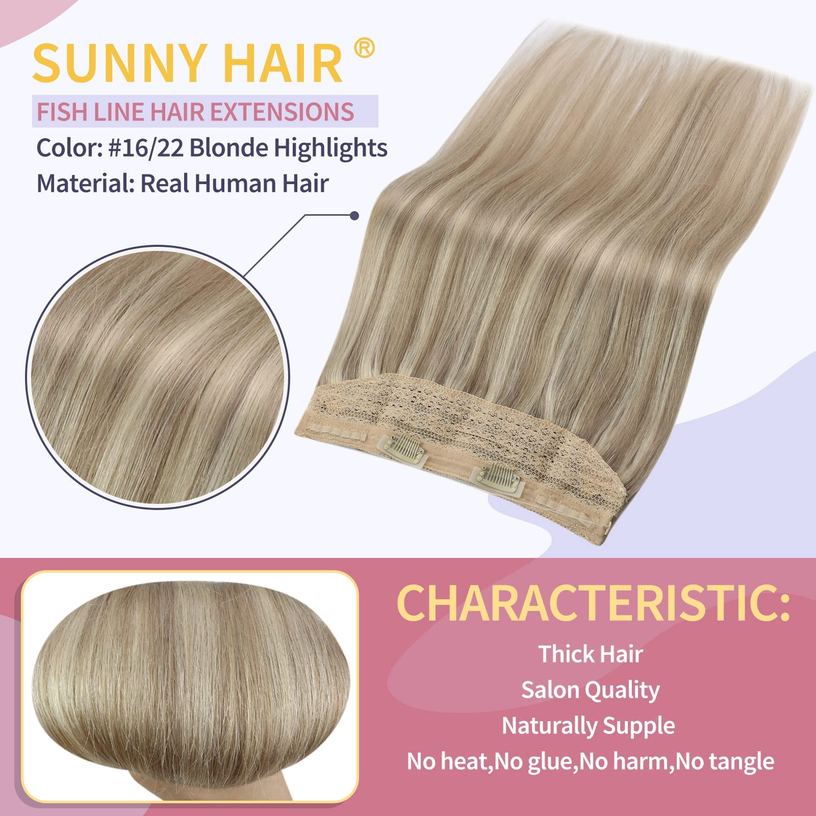 Sunny Blonde Hair Extensions Real Human Hair Wire Hair Extensions Blonde Secret Hair Extensions Human Hair Fish Line Hair Extens