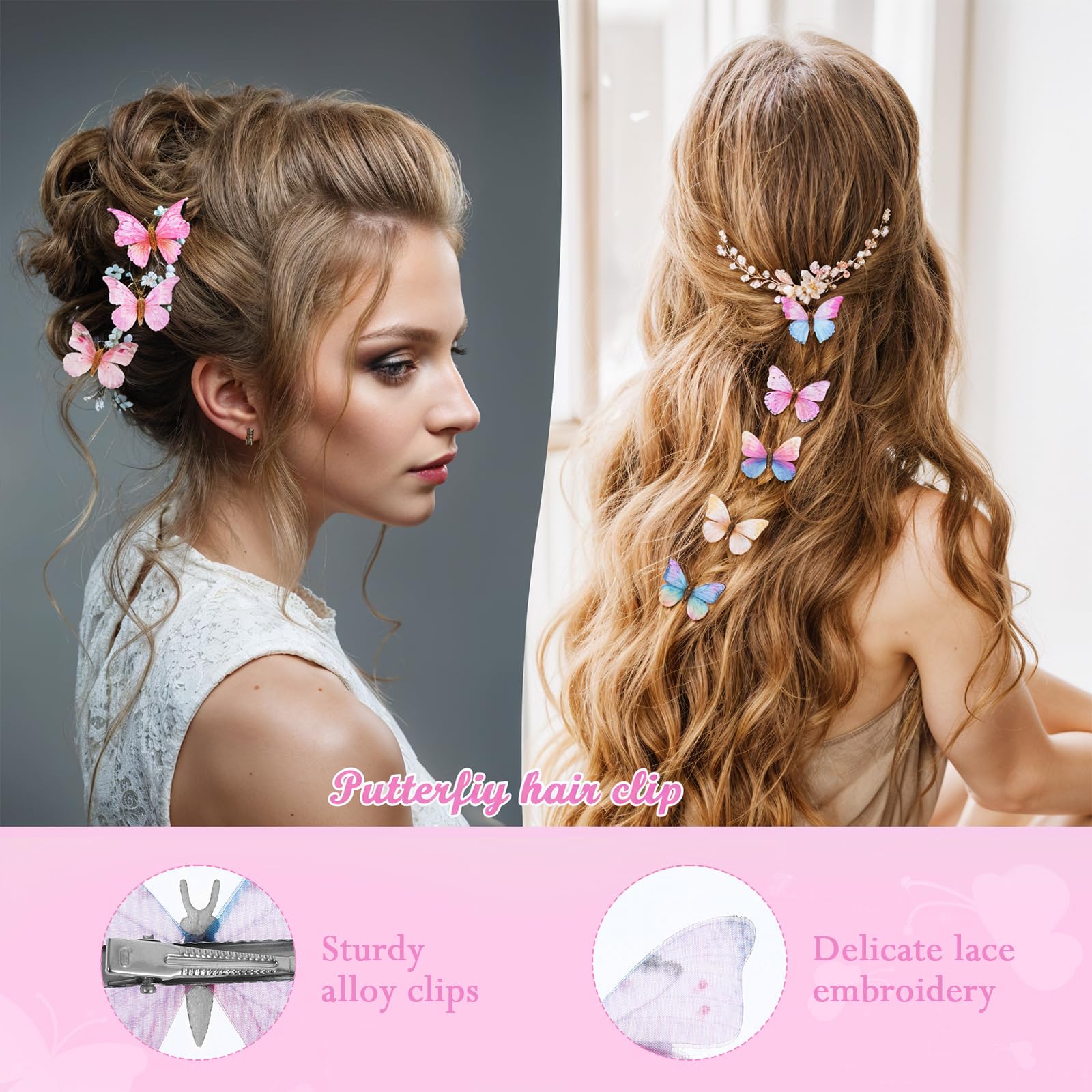 Tyqour 18pcs Cute Small Butterfly Hair Clips for Girls Fun Hair Butterfly Clips Y2k Fairy Butterfly Accessories for Women 90s