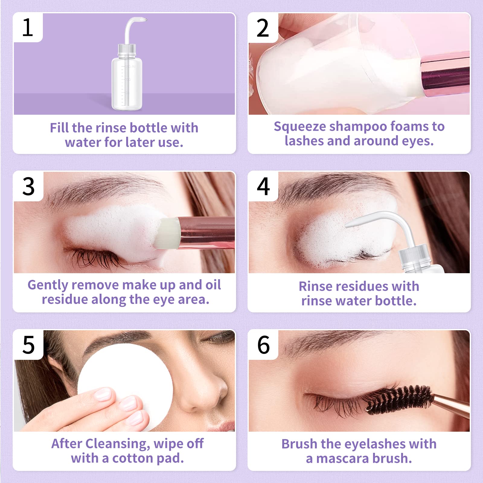 Lanbena 100Ml Eyelash Extension Cleanser, Lash Shampoo For Lash Extensions, Amino Acid Eyelash Shampoo Oil Free Foam Lash Bath F