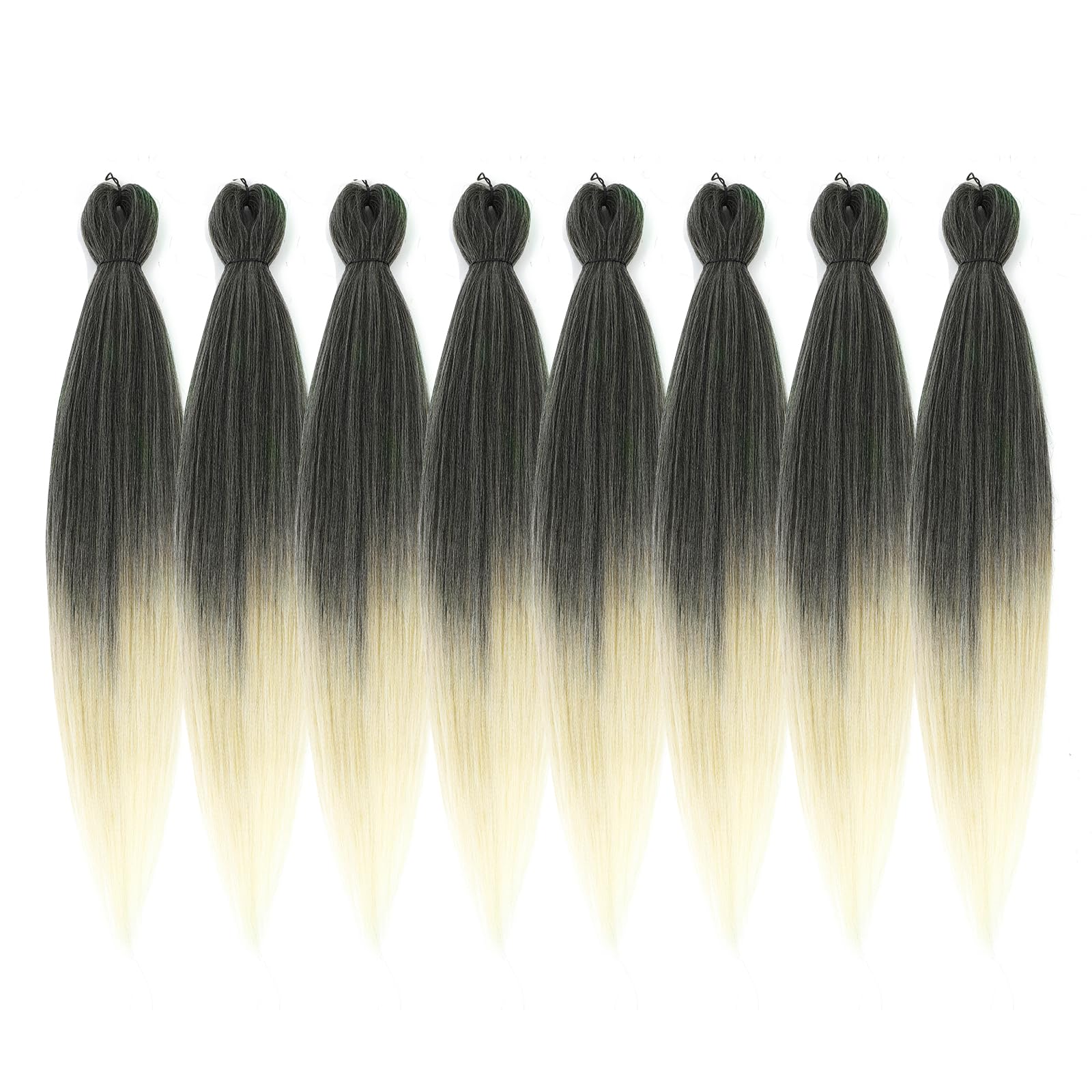 Rosdina Pre-Stretched Braiding Hair - 28 Inch 8 Packs Ombre 613 Super Long Braiding Hair For Twist Or Box Braids, Yaki Texture H