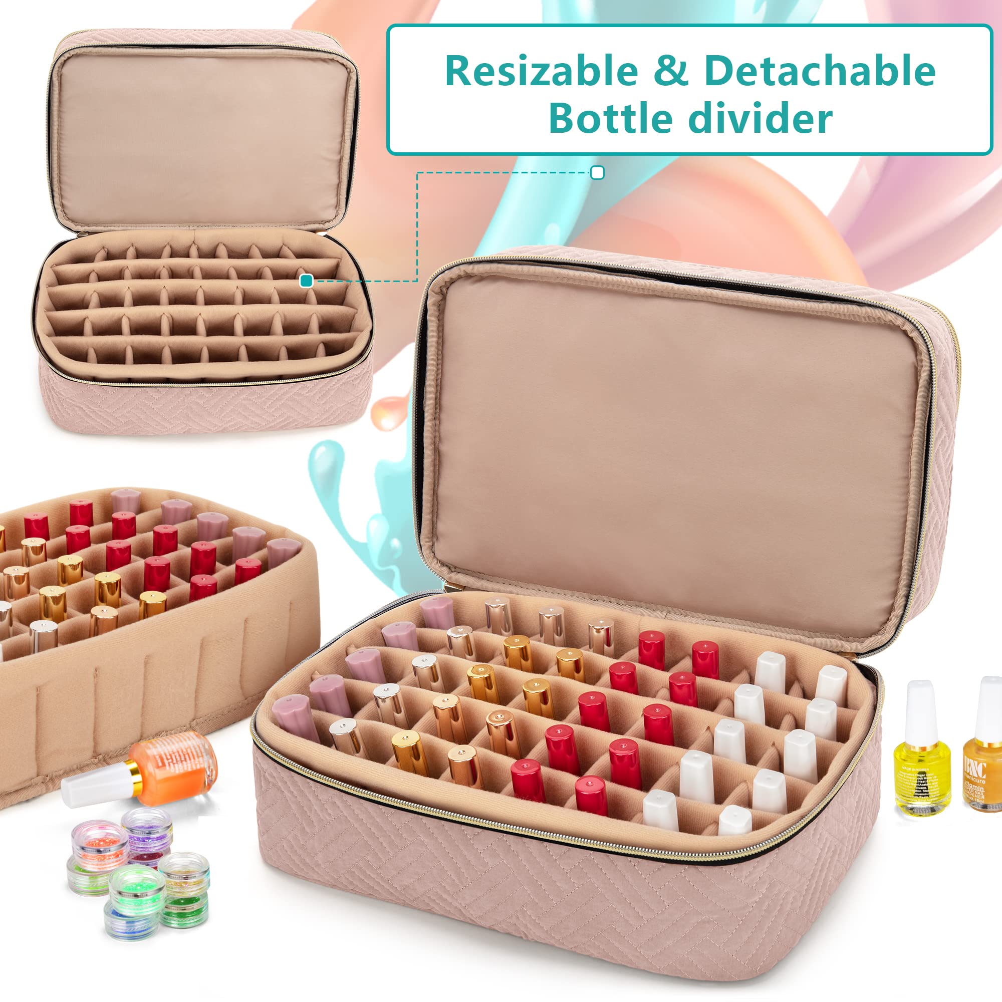 Bafaso Nail Polish Organizer Holds 40 Bottles (15Ml - 0.5 Fl.Oz), Nail Polish Case With Manicure Tools Storage Sections (Patente