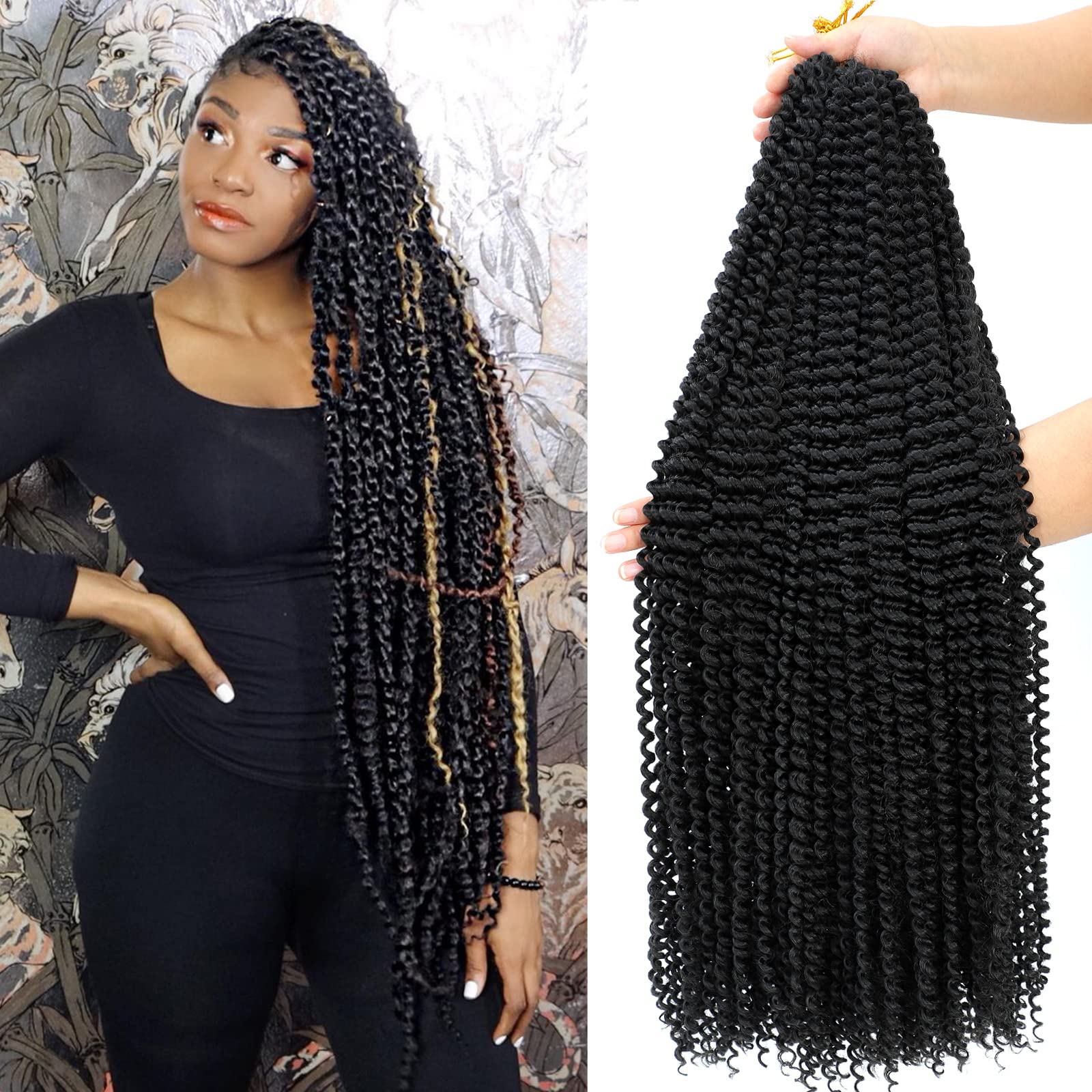 Dansama 7 Packs Passion Twist Hair Water Wave Braiding Hair For Butterfly Style Crochet Braids Bohemian Hair Extensions (30Inch