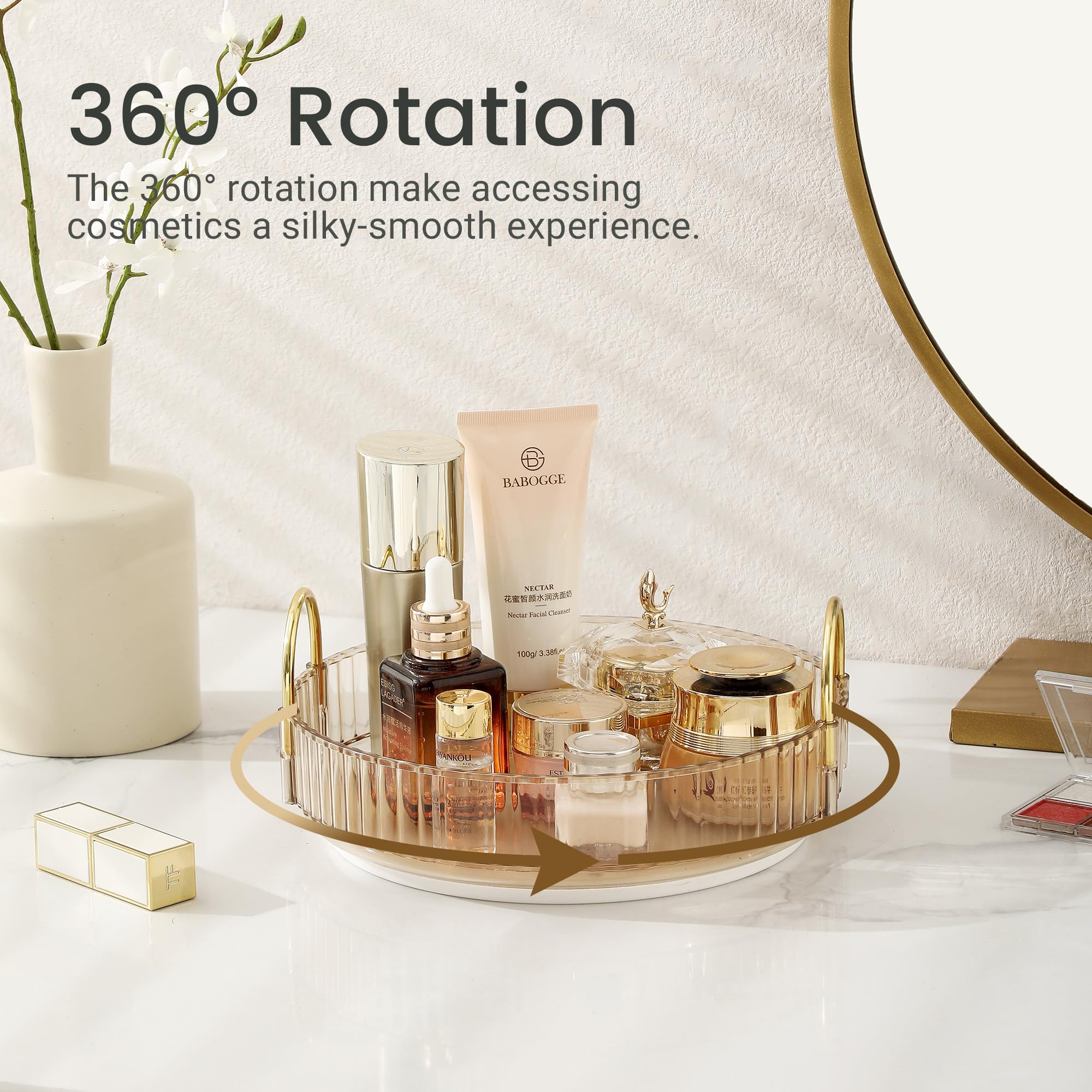 360 Rotating Makeup Organizer For Vanity, Large Skincare Perfume Organizers, Bathroom Counter Make Up Organizers And Storage, Cl