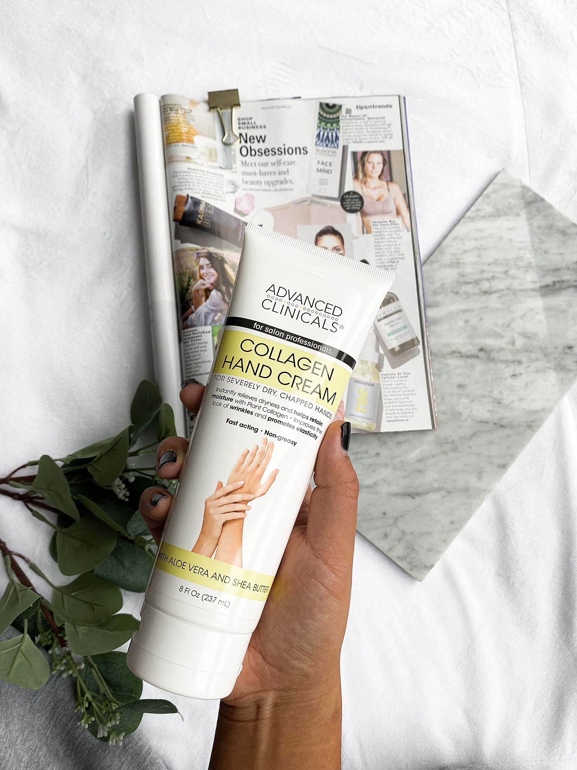 Advanced Clinicals Collagen Hand & Body Cream Skin Care Moisturizer Lotion For Dry Cracked Skin. Soothing & Hydrating Plant Coll