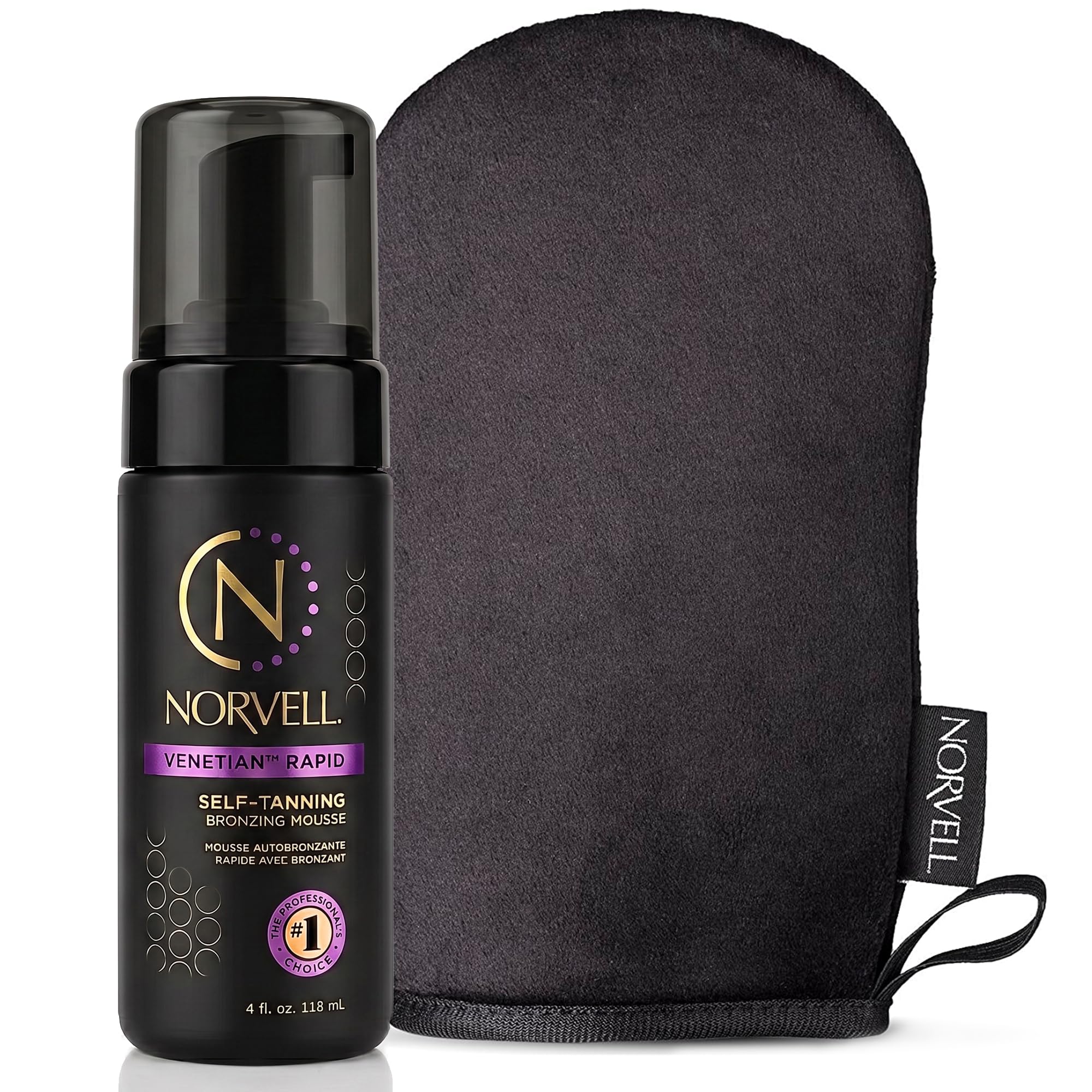 Norvell Venetian Rapid Sunless Self Tanning Mousse 4 Fl Oz and Mitt Set