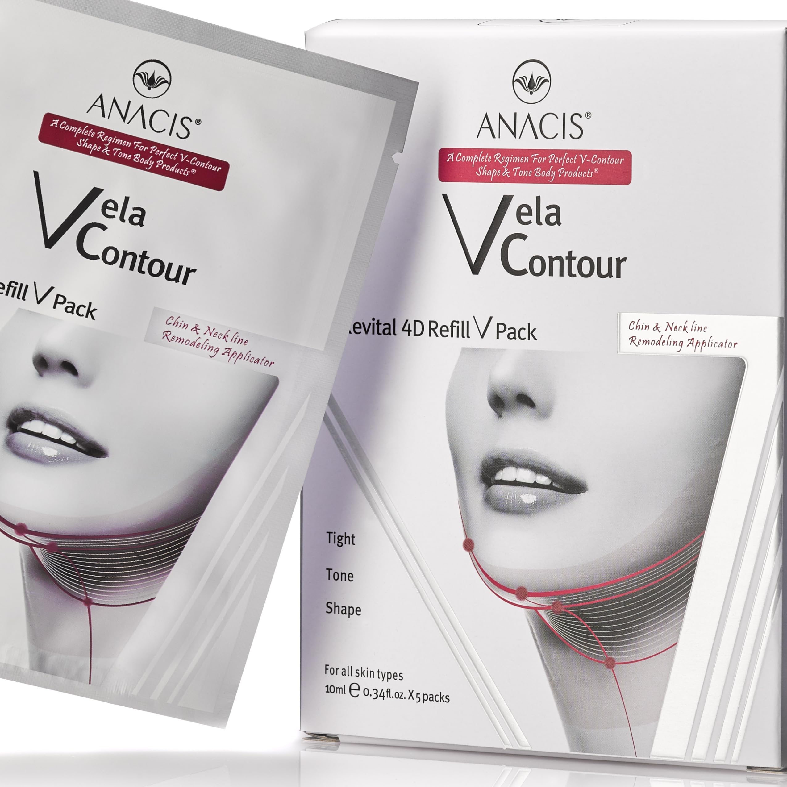 Anacis Facial Mask - Works for V-line Neck Chin Jawline - Fine Lines - Neck Wrinkles - Sagging Skin - for Women and Men - 5 Face