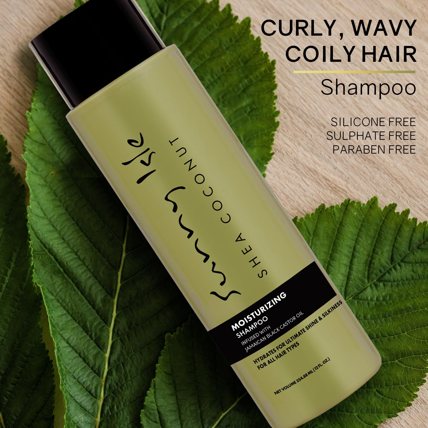 Sunny Isle Shea Coconut Moisturizing Shampoo 12oz | Infused with Jamaican Black Castor Oil | Curly Hair Shampoo | Hydrating for