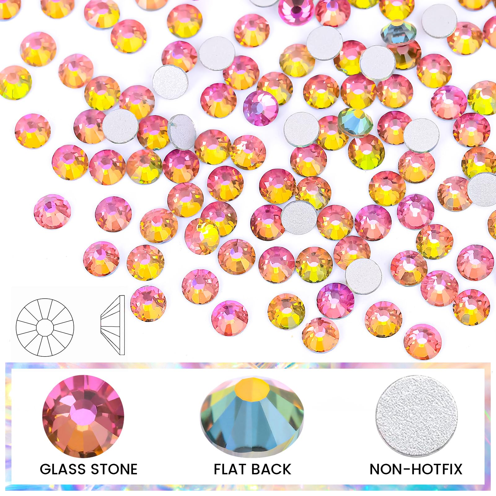 Novani Rhinestones 1440pcs SS10 Glass Rhinestones Crystal Flatback Gemstones for Crafts Nails Makeup Bags and Shoes Decoration(S