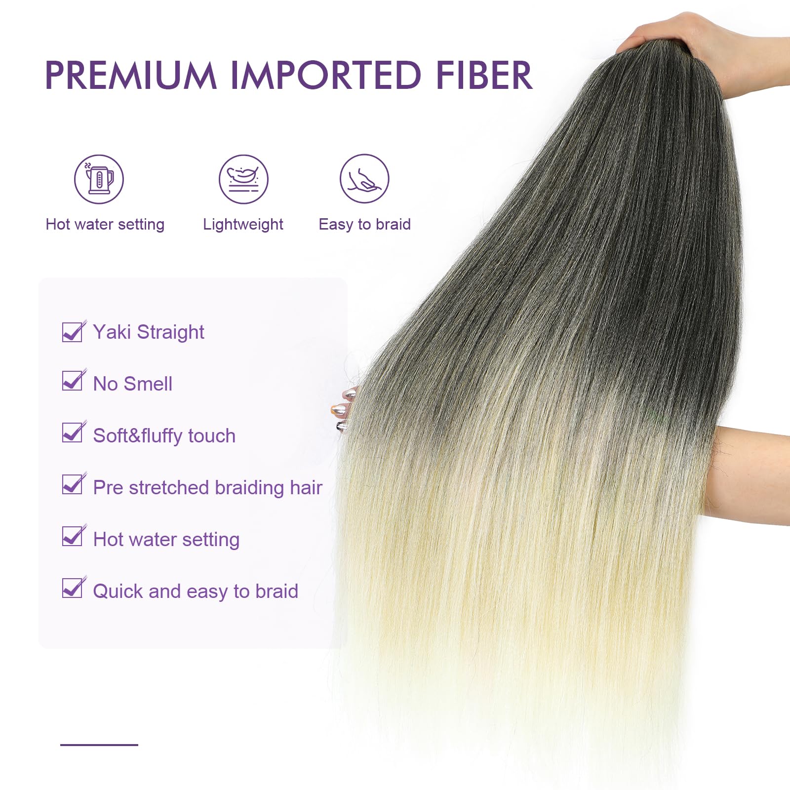 Rosdina Pre-Stretched Braiding Hair - 28 Inch 8 Packs Ombre 613 Super Long Braiding Hair For Twist Or Box Braids, Yaki Texture H