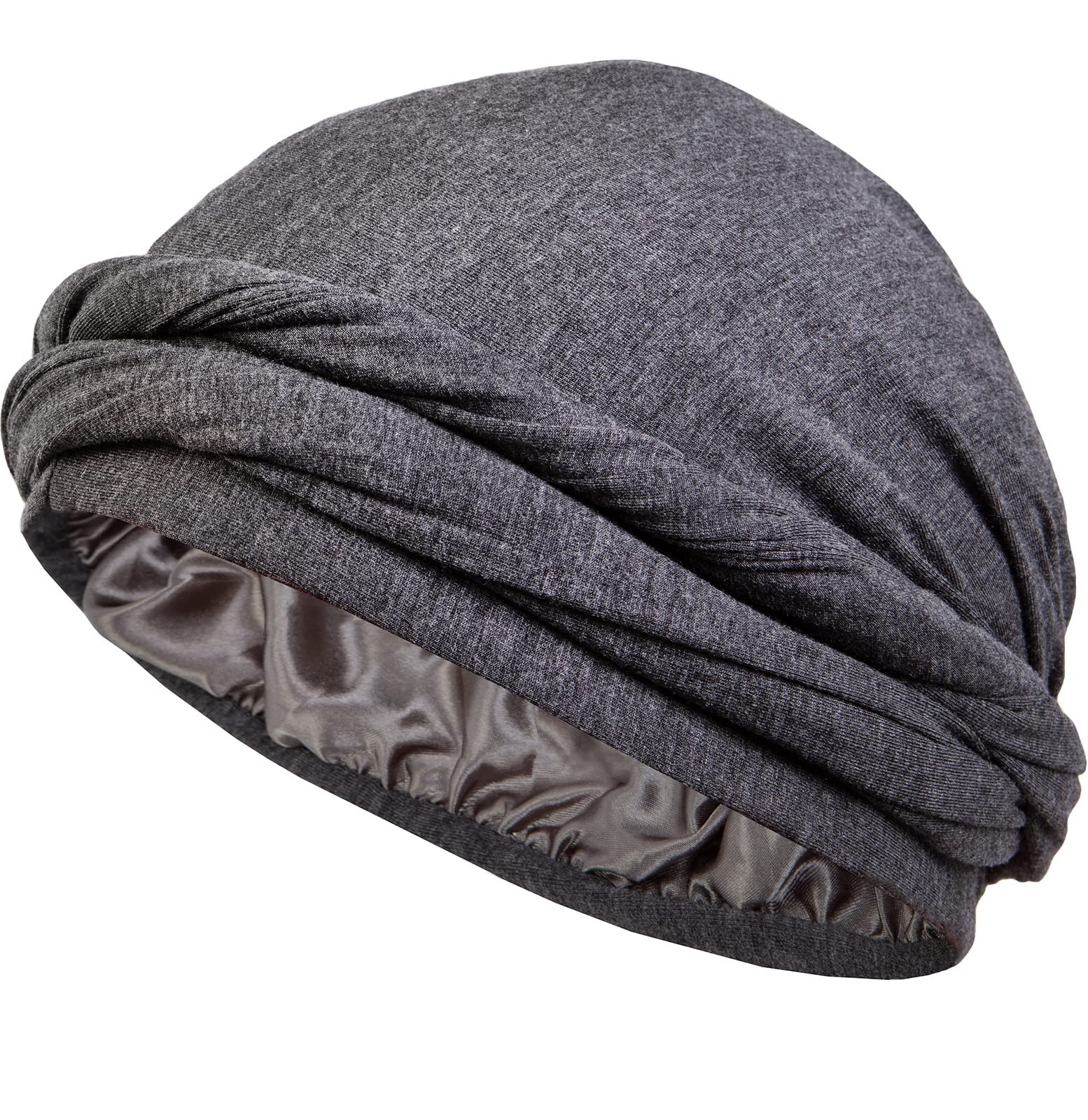 CAPLORD Silk Satin Lined Halo Turban Head Wrap Pre-Tied Skull Wave Cap for Men and Women Sleeping Bonnet Hair Cover Chemo Hair L