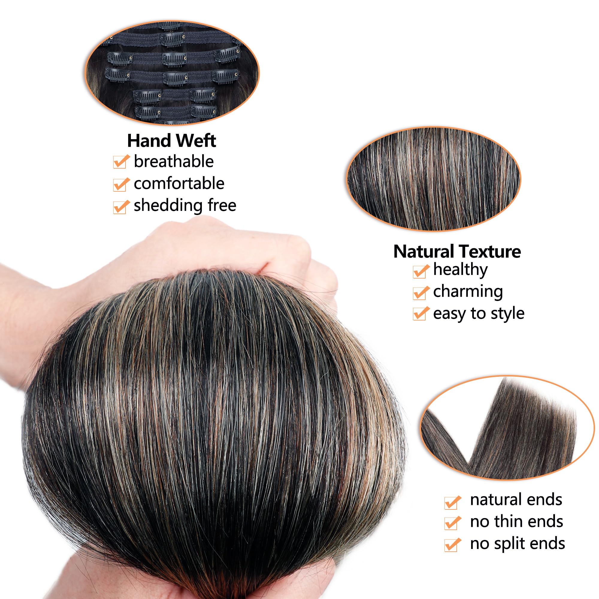 Fb27 Balayage Clip In Hair Extensions Real Human Hair Straight Ombre Clip In Black To Blonde Human Hair Extensions Highlight Cli