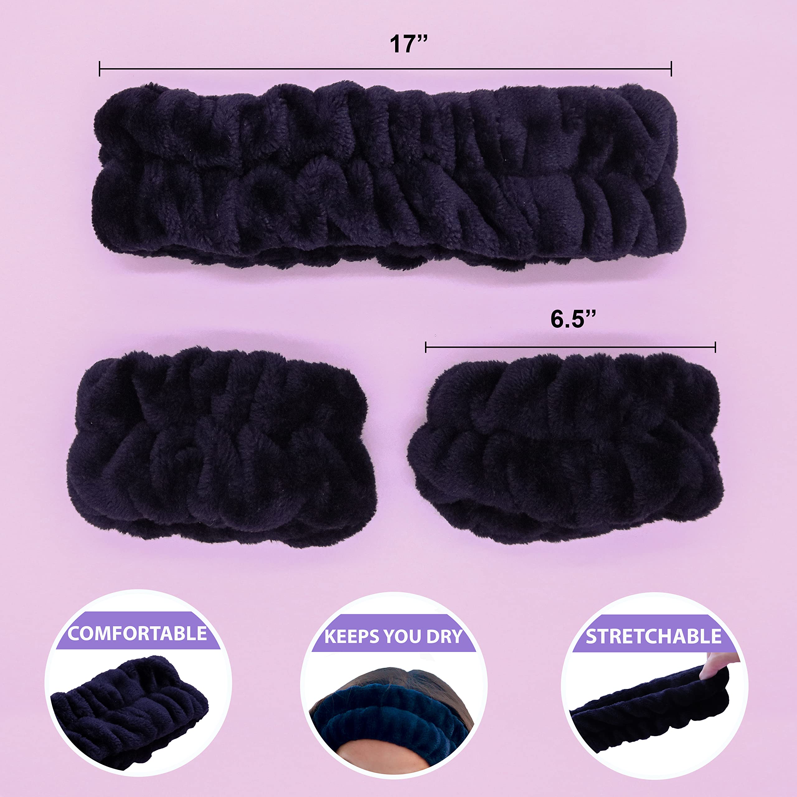Frog Sac Spa Headband For Washing Face And Matching Wristbands, Teen Girls Fuzzy Skincare Headbands, Kids Soft Facial Makeup Hea