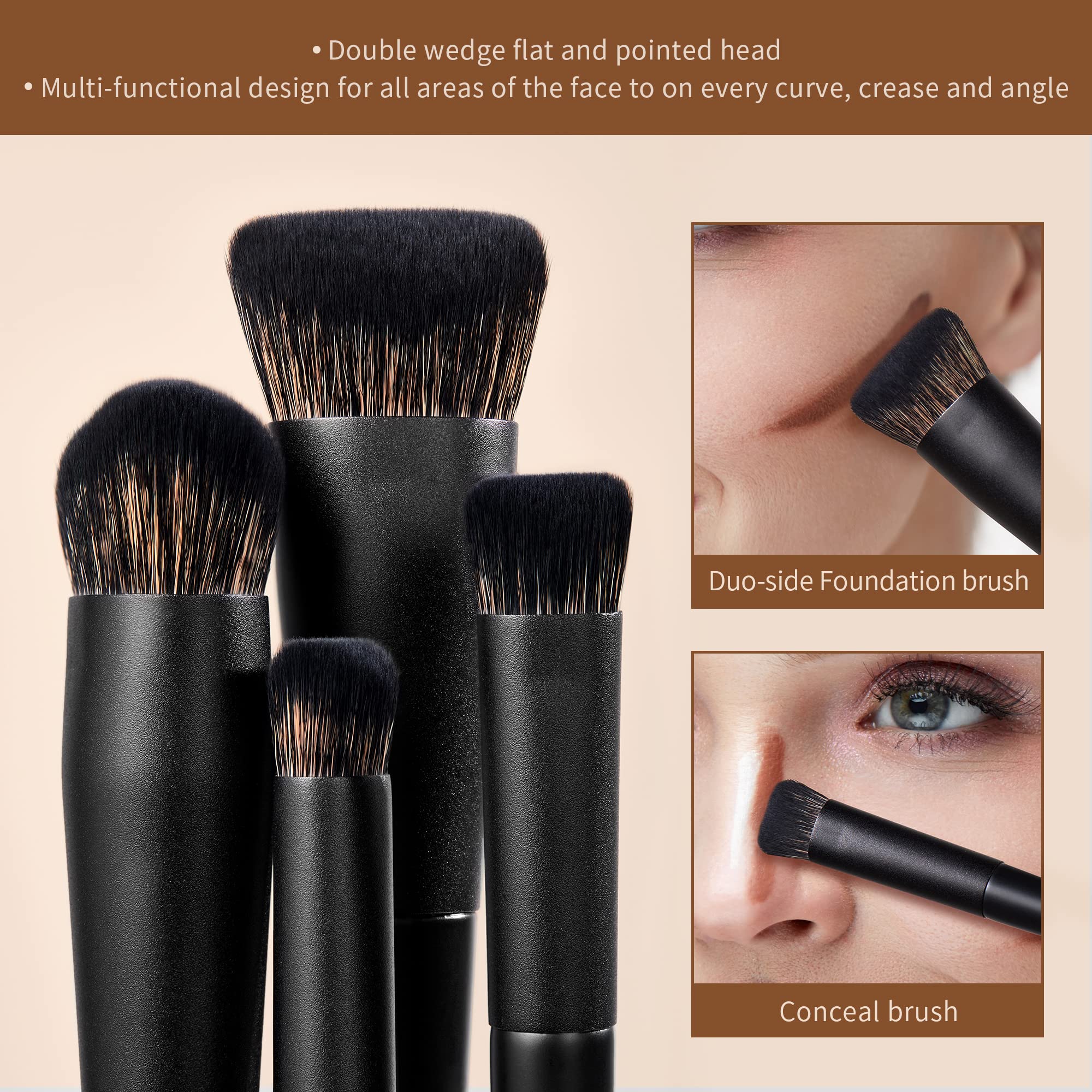 Makeup Brushes Set Jessup Make Up Brushes 14Pcs Black Kabuki Foundation Eyeshadow Contour Concealer Powder Eyeliner Crease Eyebr