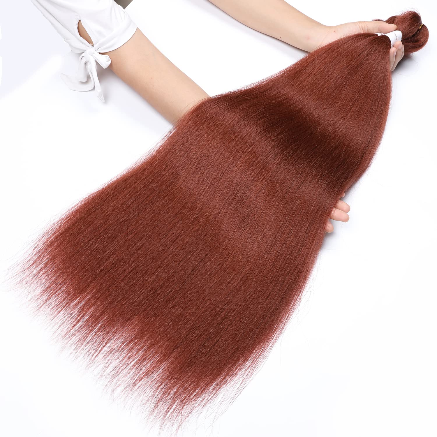 Ginger Braiding Hair Pre Stretched 8 Packs 36 Inch Long 350 Copper Red Braiding Hair Yaki Texture, Hot Water Setting, Easy To In