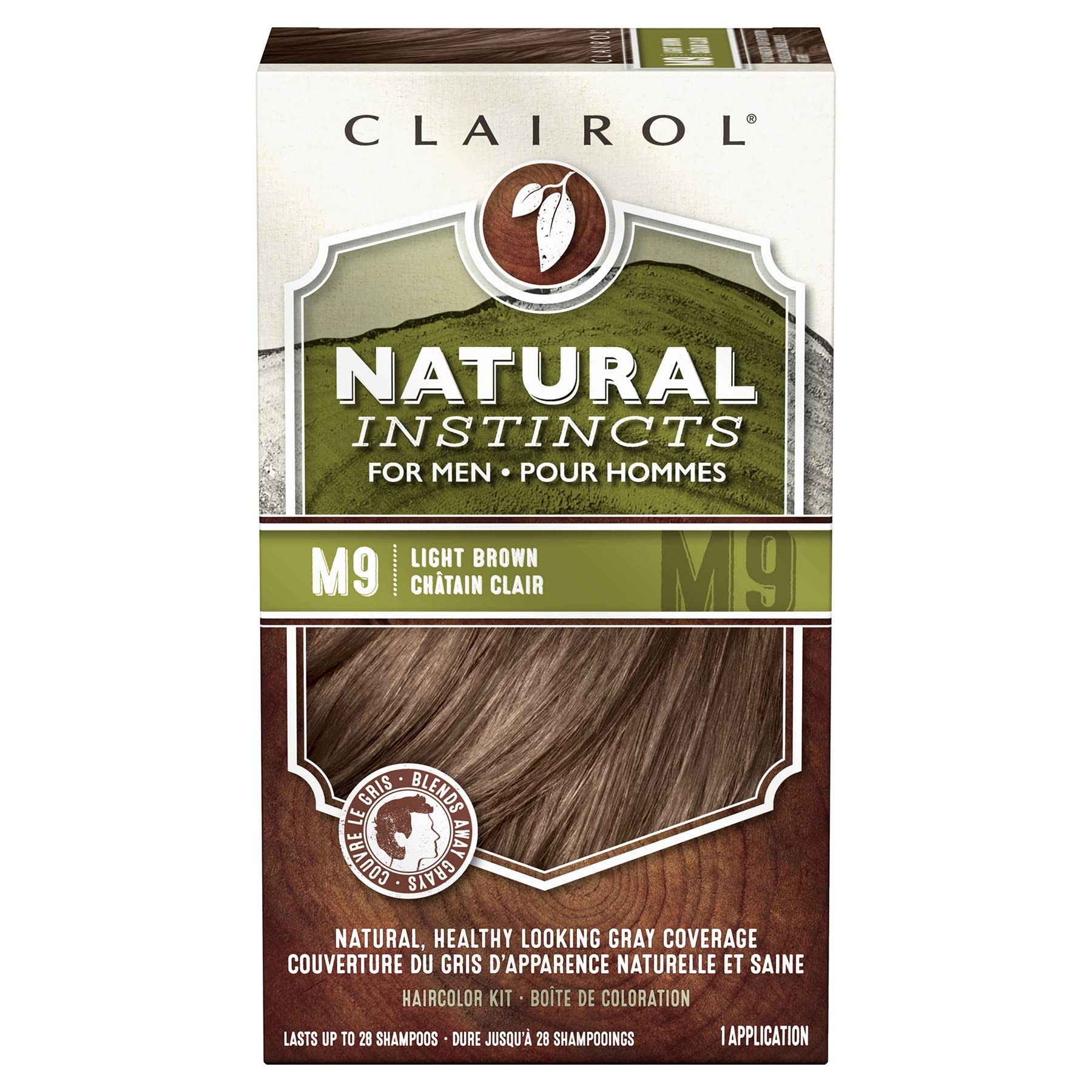 Clairol Natural Instincts SemiPermanent Hair Dye for Men, M9 Light Brown Hair Color, Pack of 1