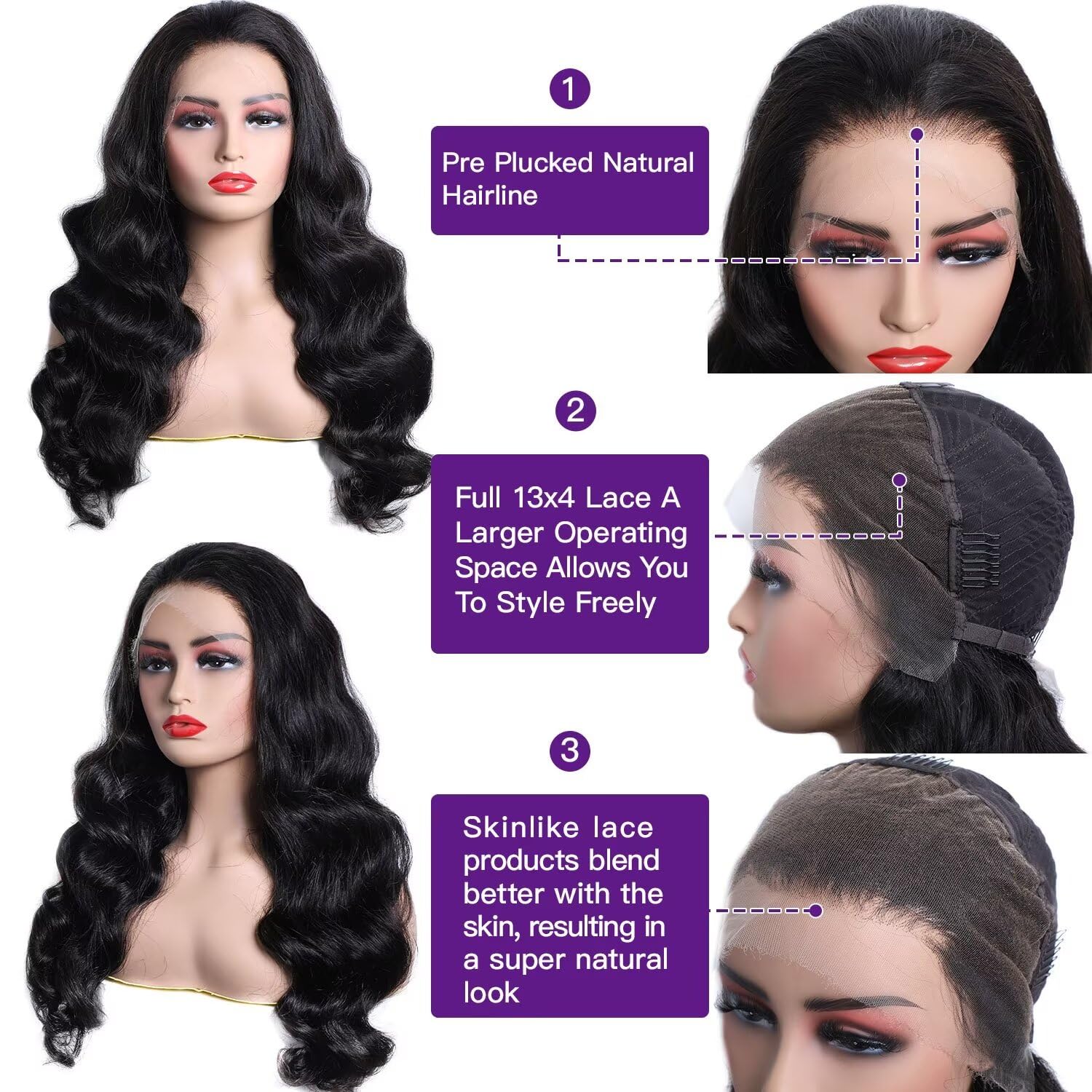 Lemoda Skinlike Real Hd Lace Wigs Full 13X4 Lace Frontal Wigs Brazilian Body Wave Virgin Human Hair 12A Body Wave Lace Frontal W