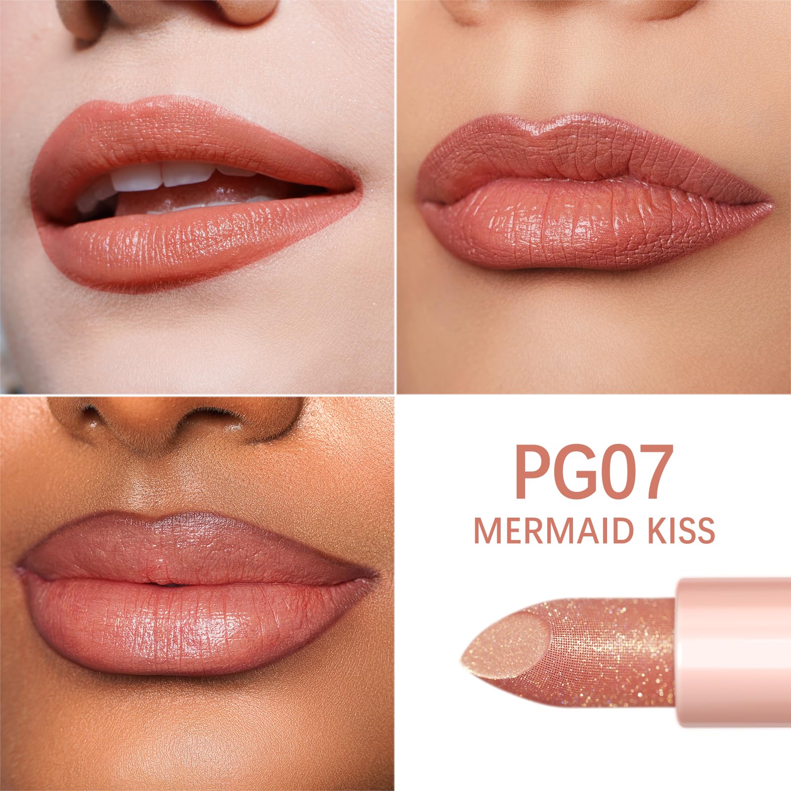Oulac Moisturizing Peach Lipstick for Girls Moisture-Rich Tinted Lip Balm with Sparkle, Lightweight Lip Makeup, Shea Butter Form