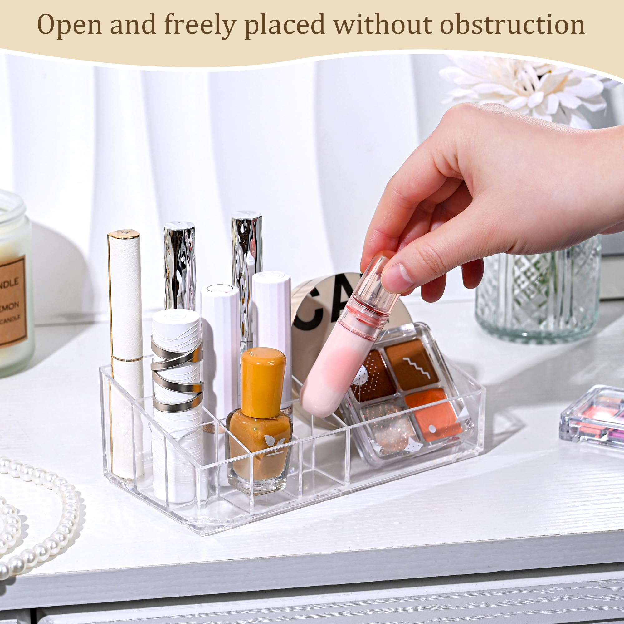 MERATIA Clear Acrylic Makeup Organizer, 10 Compartments, Cosmetic Storage Display for Lipstick, Nail Polish, Beauty Supplies (cl