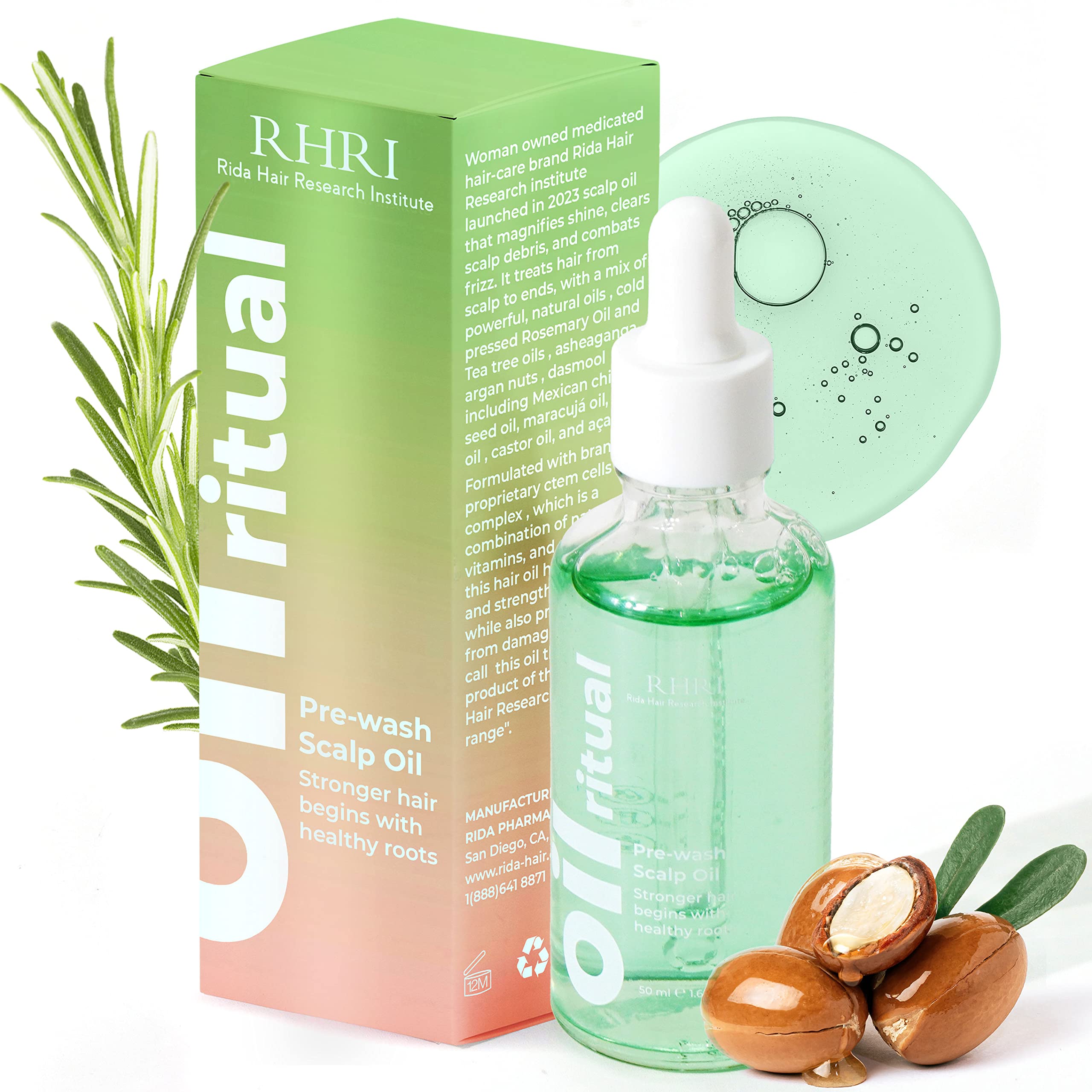 Vegan PreShampoo Scalp Treatment Oil  Rosemary Hair Oil for Growth, Hair Loss, Split Ends, Thinning, and Dry Damaged Hair