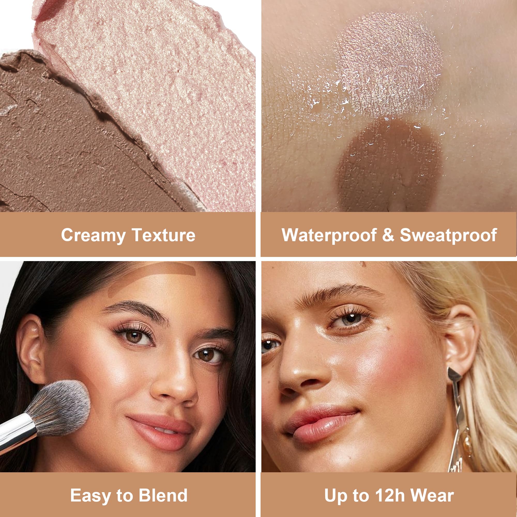 Fv Cream Contour Stick, 2-In-1 Face Shaping Stick For Highlighting & Contouring, Bronzer Stick,Long Lasting & Waterproof,Non-Sti