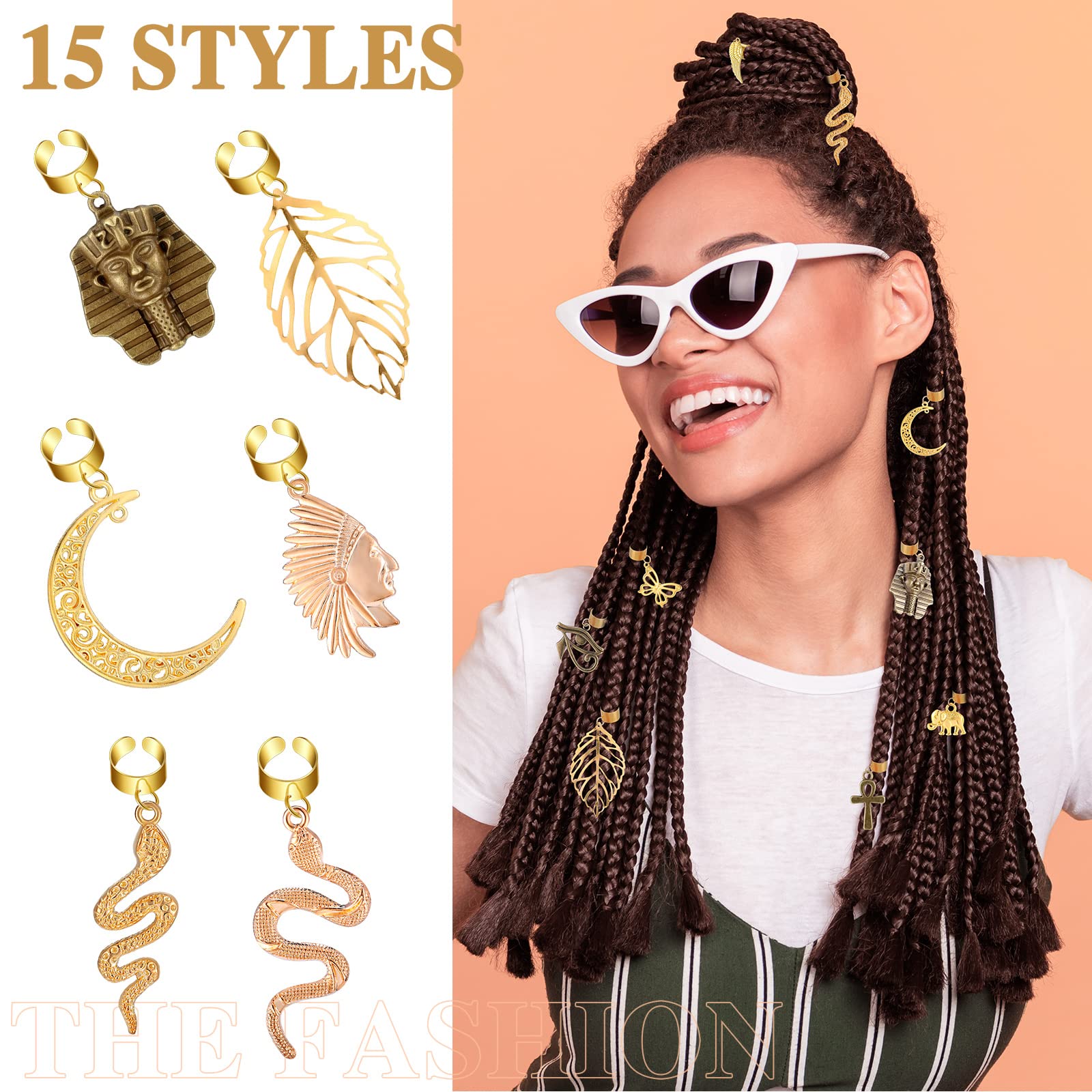 40 Pcs Hair Clips For Braids Locs Hair Jewelry Braids Hair Clips Gold Hair Accessories For Braids Hair Beads African Style Butte