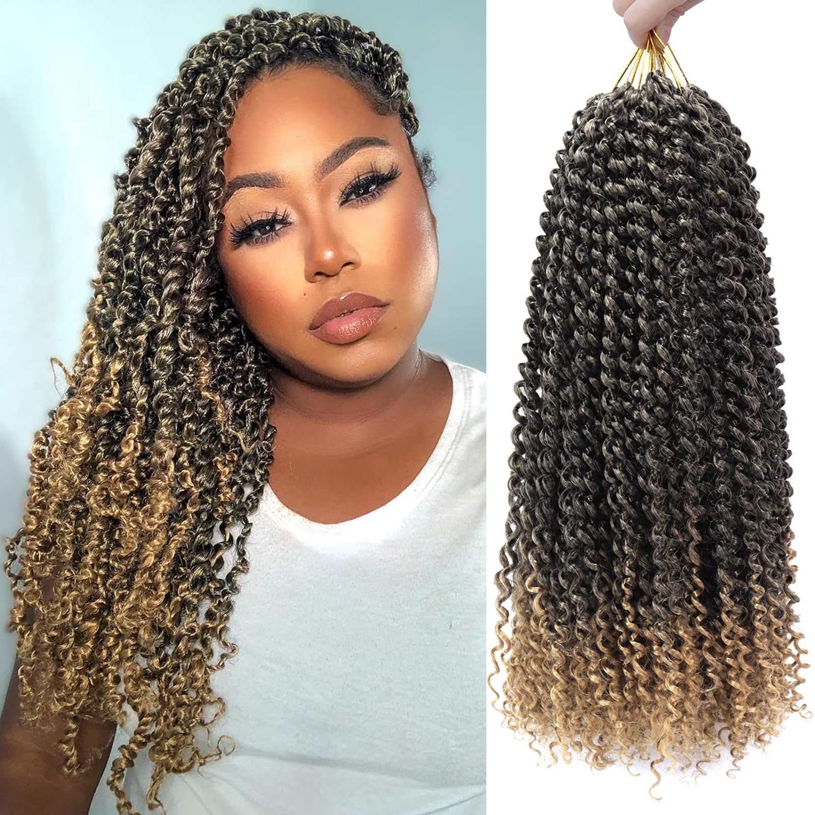 Dorsanee Passion Twist Hair 18 Inch 7 Packs Water Wave Crochet Hair Long Bohemian Curly Braiding Hair For Boho Braids, Faux Locs