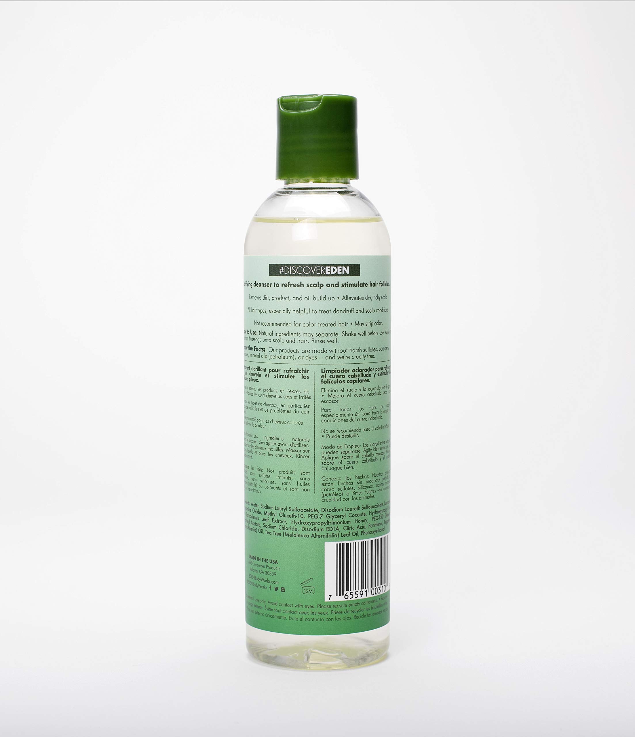 Eden Bodyworks Peppermint Tea Tree Clear Clarifying Shampoo For Oily Hair, Dry Hair, Curly Hair - Scalp Cleansing Shampoo For Bu