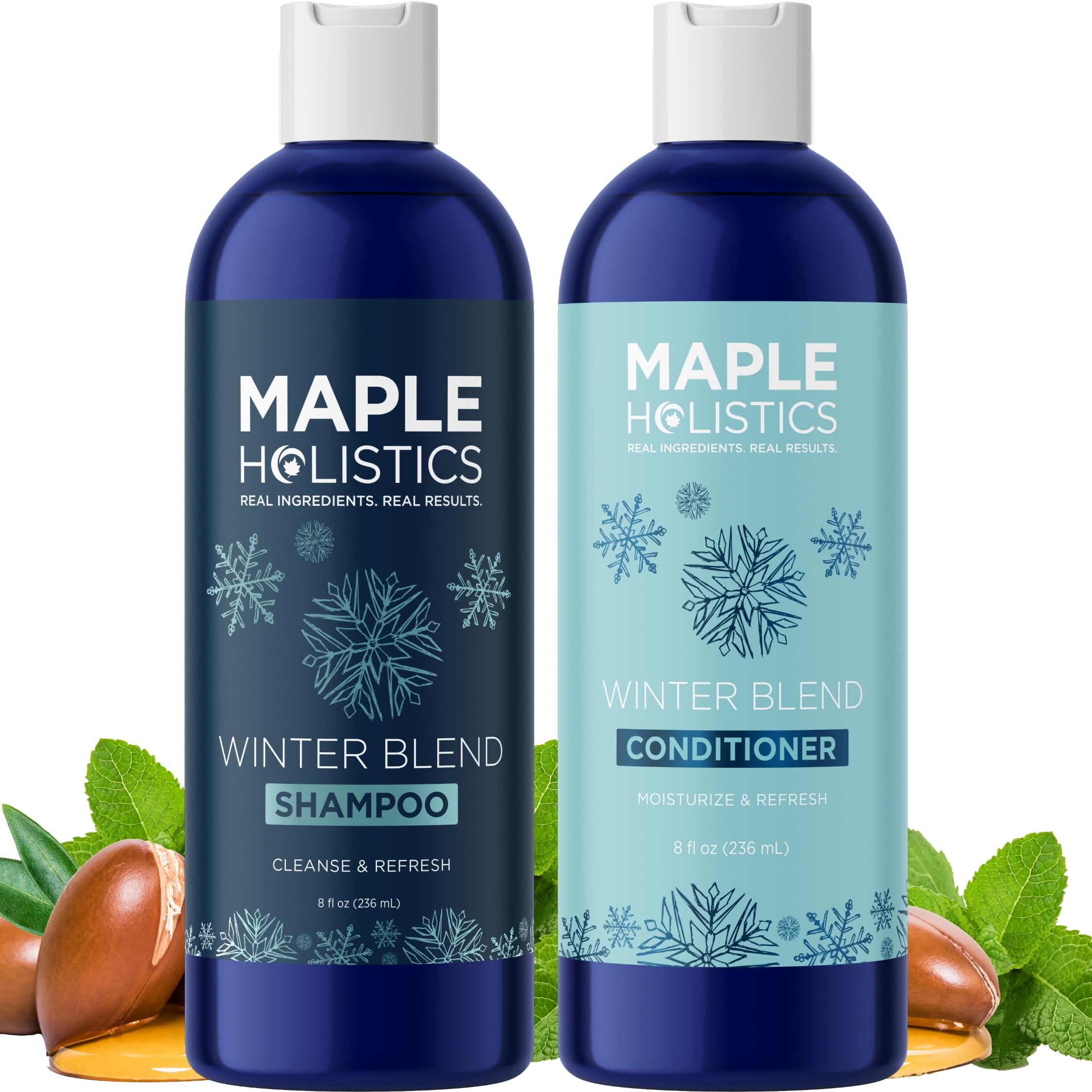 Sulfate Free Shampoo And Conditioner - Hard Water Hair Treatment With Five Mint Essential Oils For Replenishing Hydration And Sh