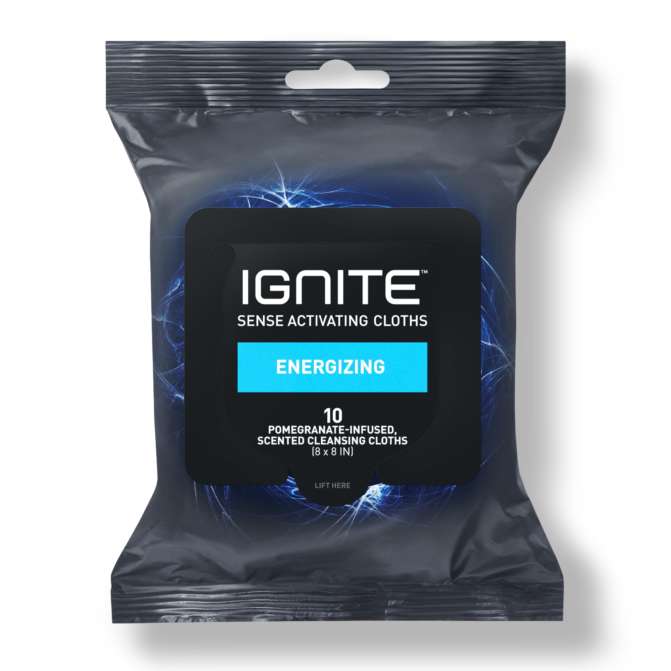 Medline Ignite Mens Body Wet Wipes, Extra Thick 8 '' X 8 '' Shower Wipes, Energizing Scent, 10 Count (Pack Of 3)