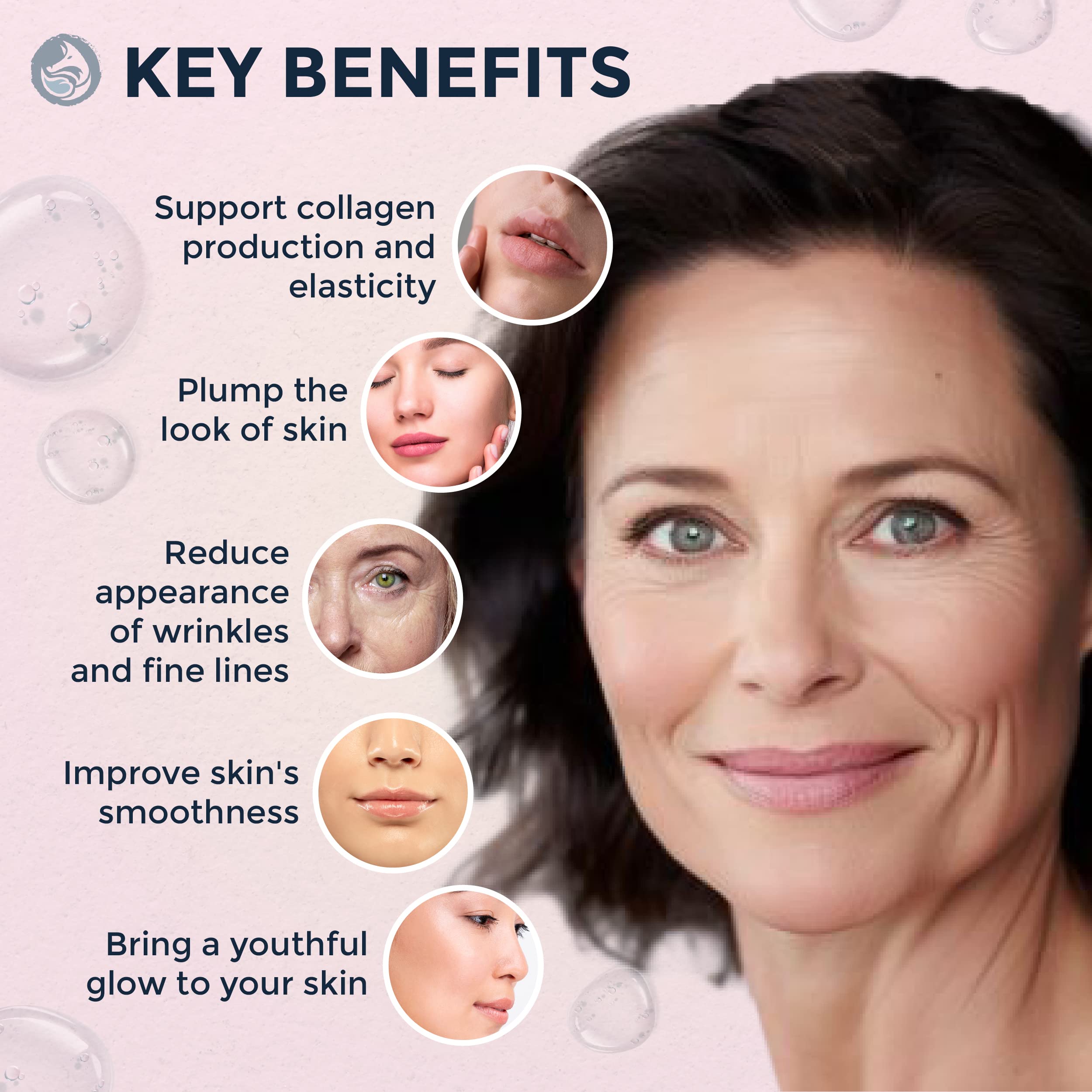 Peptide Collagen Serum For Face - Anti-Aging Facial Serum, Tighten Lift Hydrate & Plump All Skin Types, Reduce Fine Line & Wrink