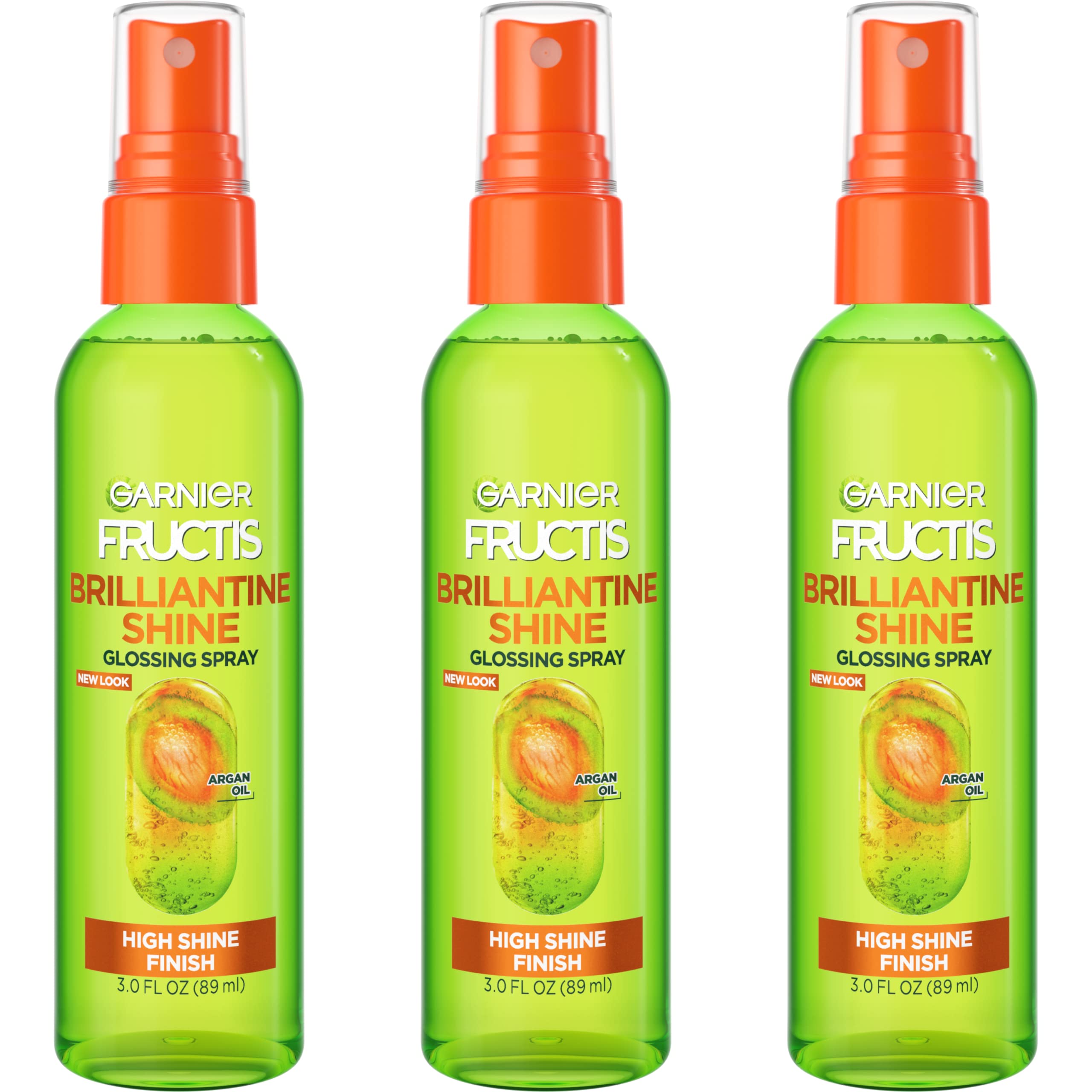 Garnier Fructis Style Brilliantine Shine Glossing Spray for High Shine Finish, Argan Oil, 3 Fl Oz, 3 Count (Packaging May Vary)