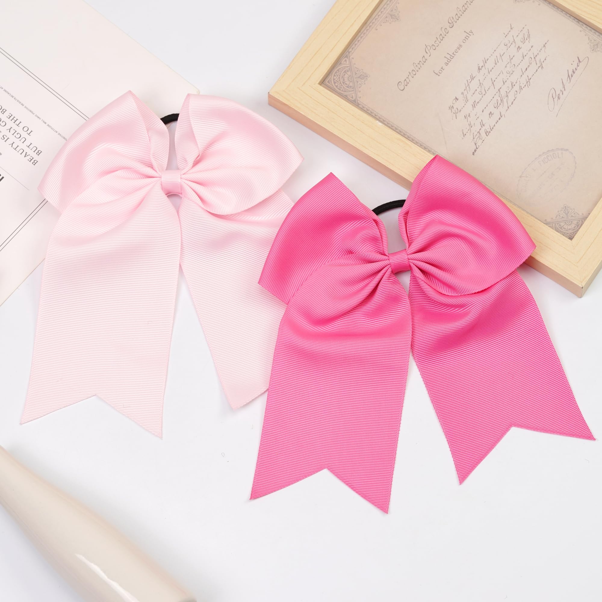 JOYOYO 20Pcs 8 Large Cheer Bows for Girls Ponytail Holder Grosgrain Ribbon Cheerleading Bows Elastic Hair Tie Bands for Baby Gir
