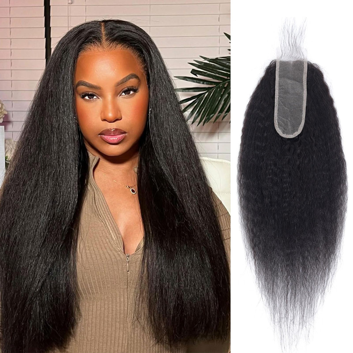 DSEKCAIN 2x6 Lace Closure Kinky Straight 16 Inch for DIY – Feelforever21