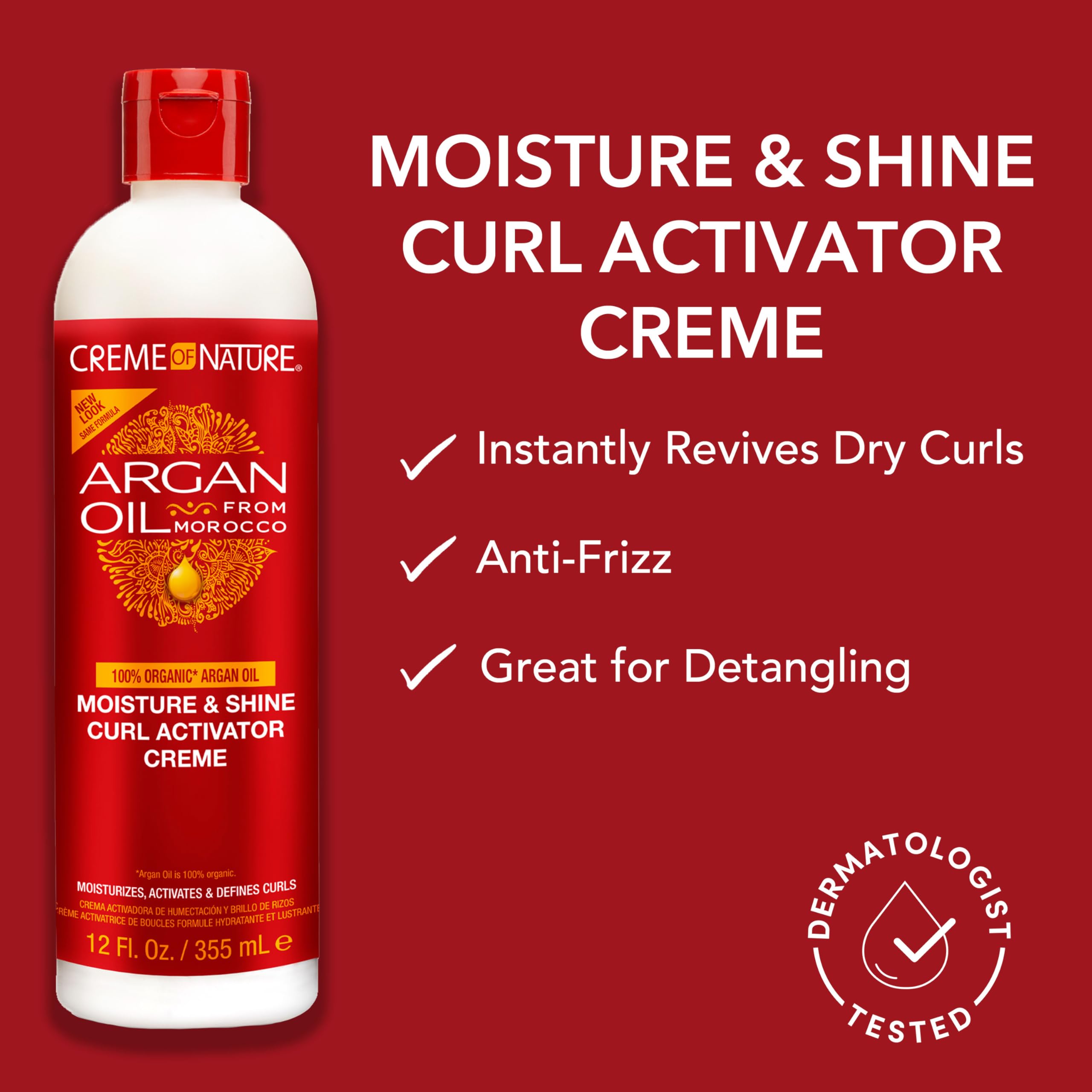 Creme Of Nature, Argan Oil Moisture & Shine Curl Activator Crme, Argan Oil Of Morocco, 12 Fl Oz